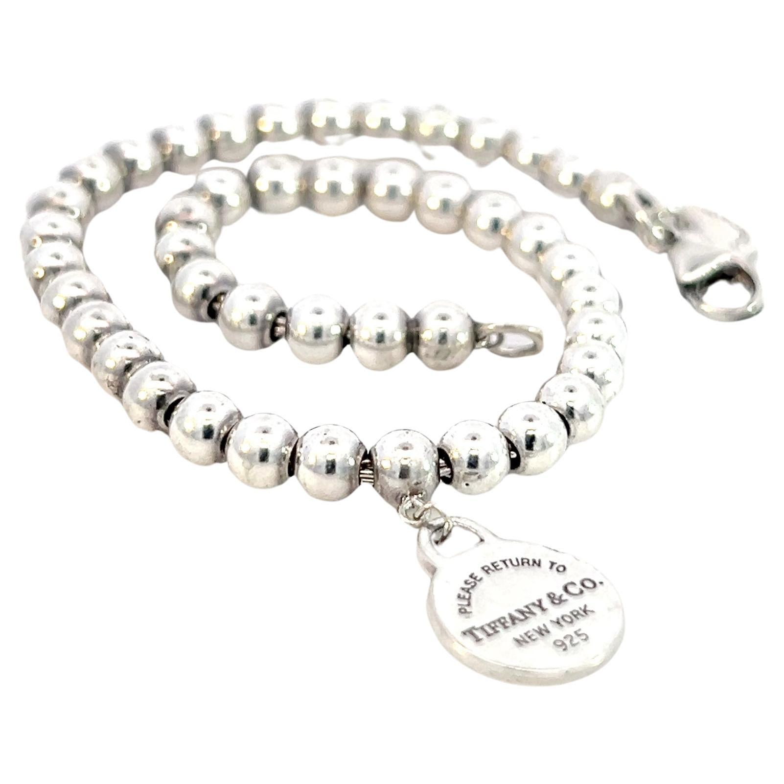 Tiffany & Co Estate Ball Bracelet 7" Sterling Silver 4 mm