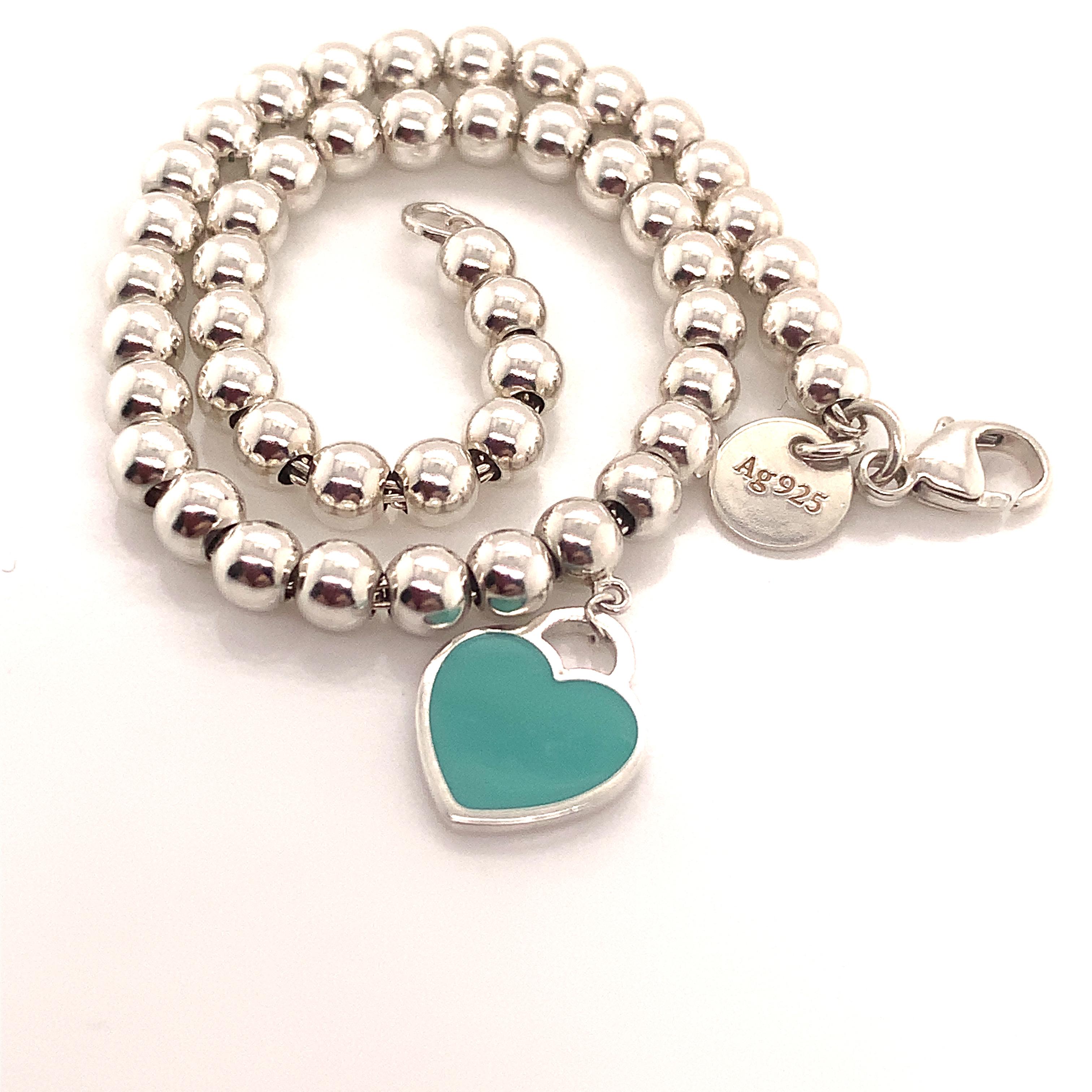 tiffany silver ball bracelet with heart