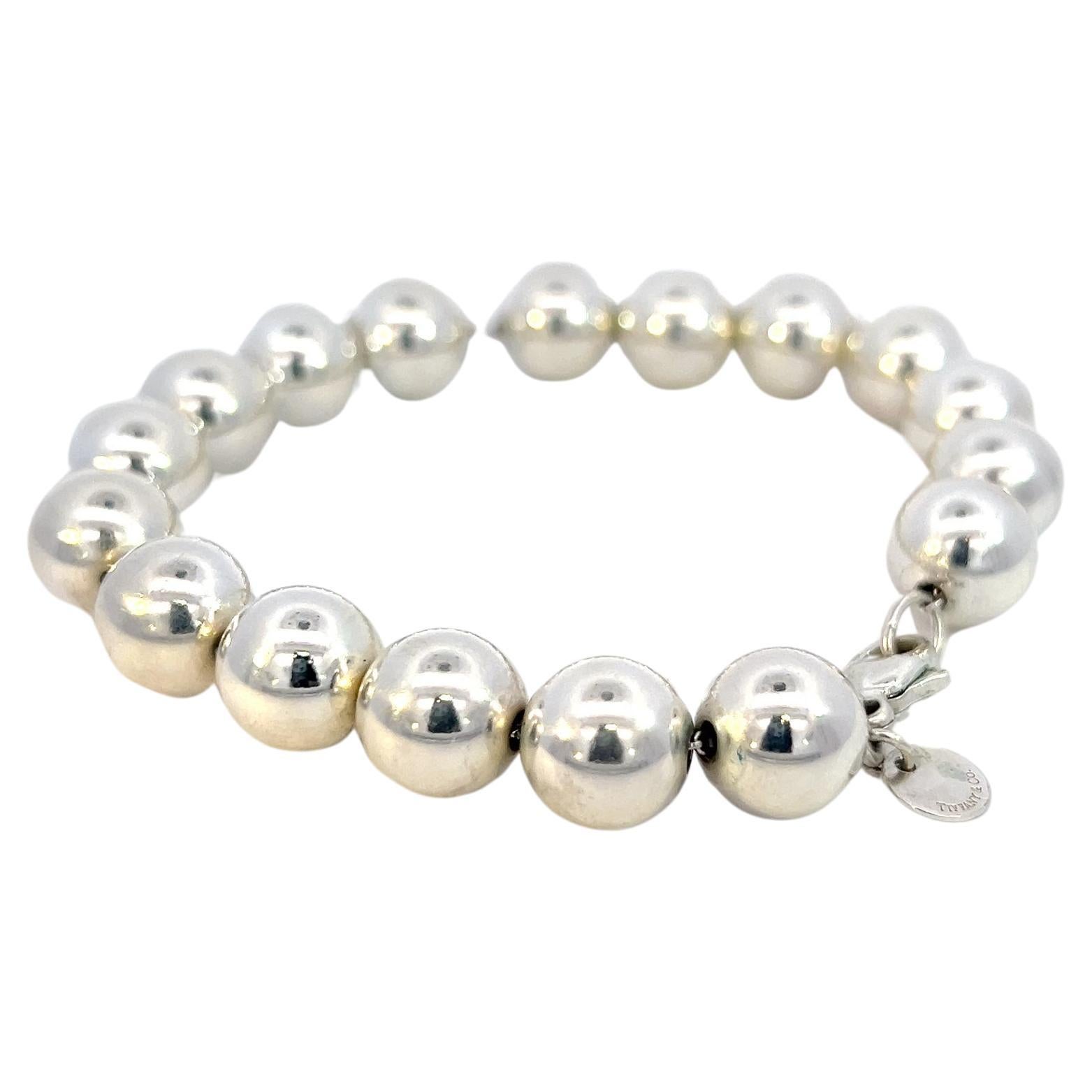 Tiffany & Co Estate Ball Bracelet taille 7,5" argent sterling 10 mm en vente