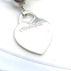 Tiffany & Co Estate Ball Bracelet with Heart Charm Sterling Silver 8 mm
