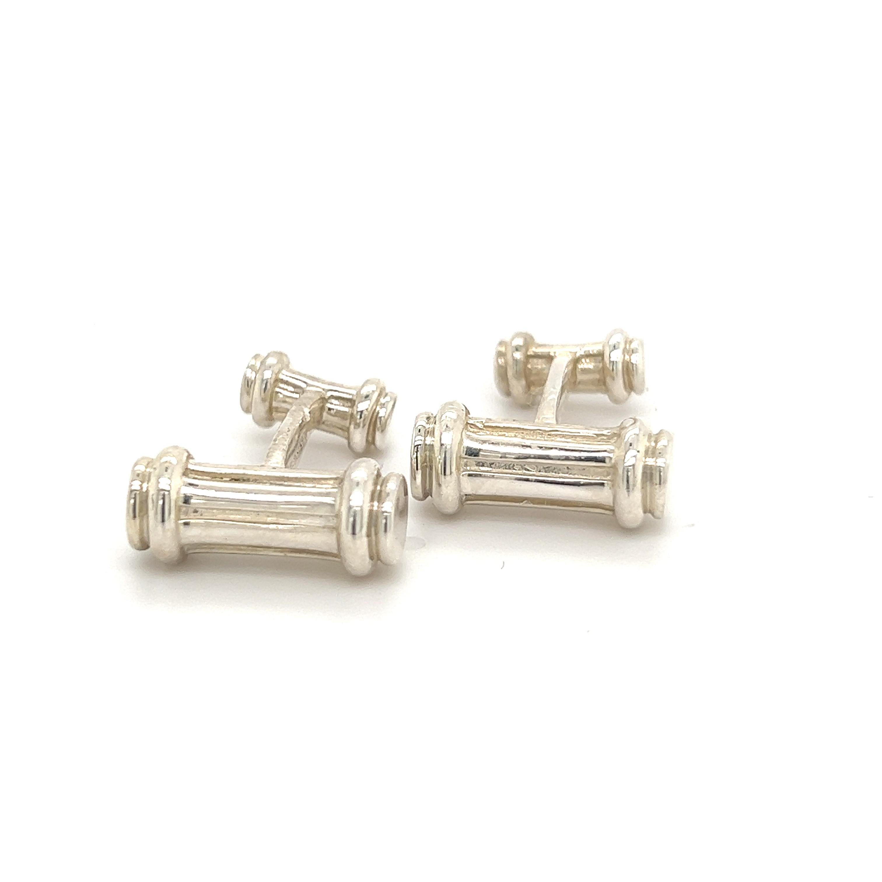 Tiffany & Co Estate Bamboo Cufflinks Sterling Silver In Good Condition In Brooklyn, NY