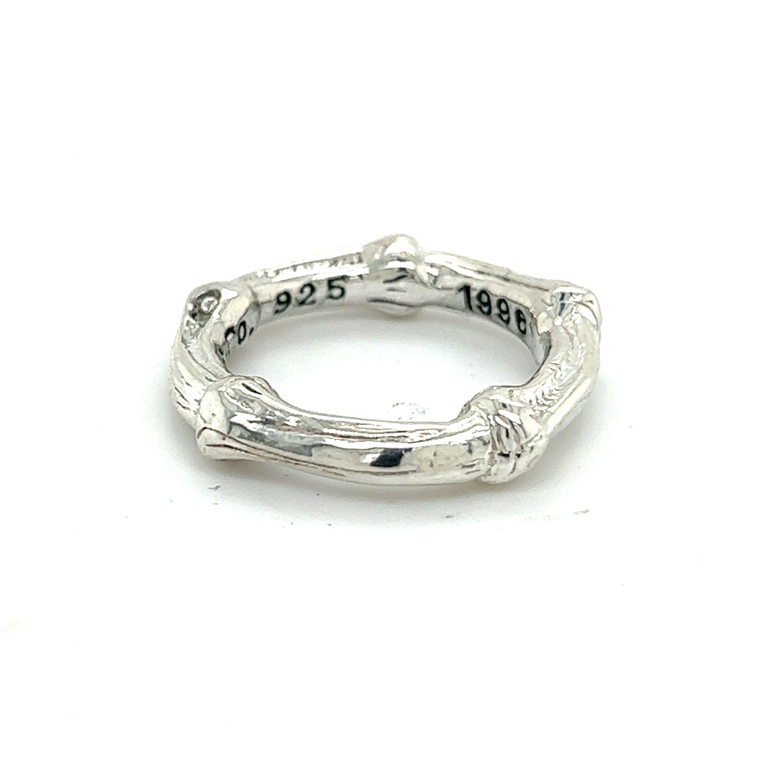 Tiffany & Co Estate Bamboo Ring Size 5 Sterling Silver 4.6 Grams In Good Condition For Sale In Brooklyn, NY