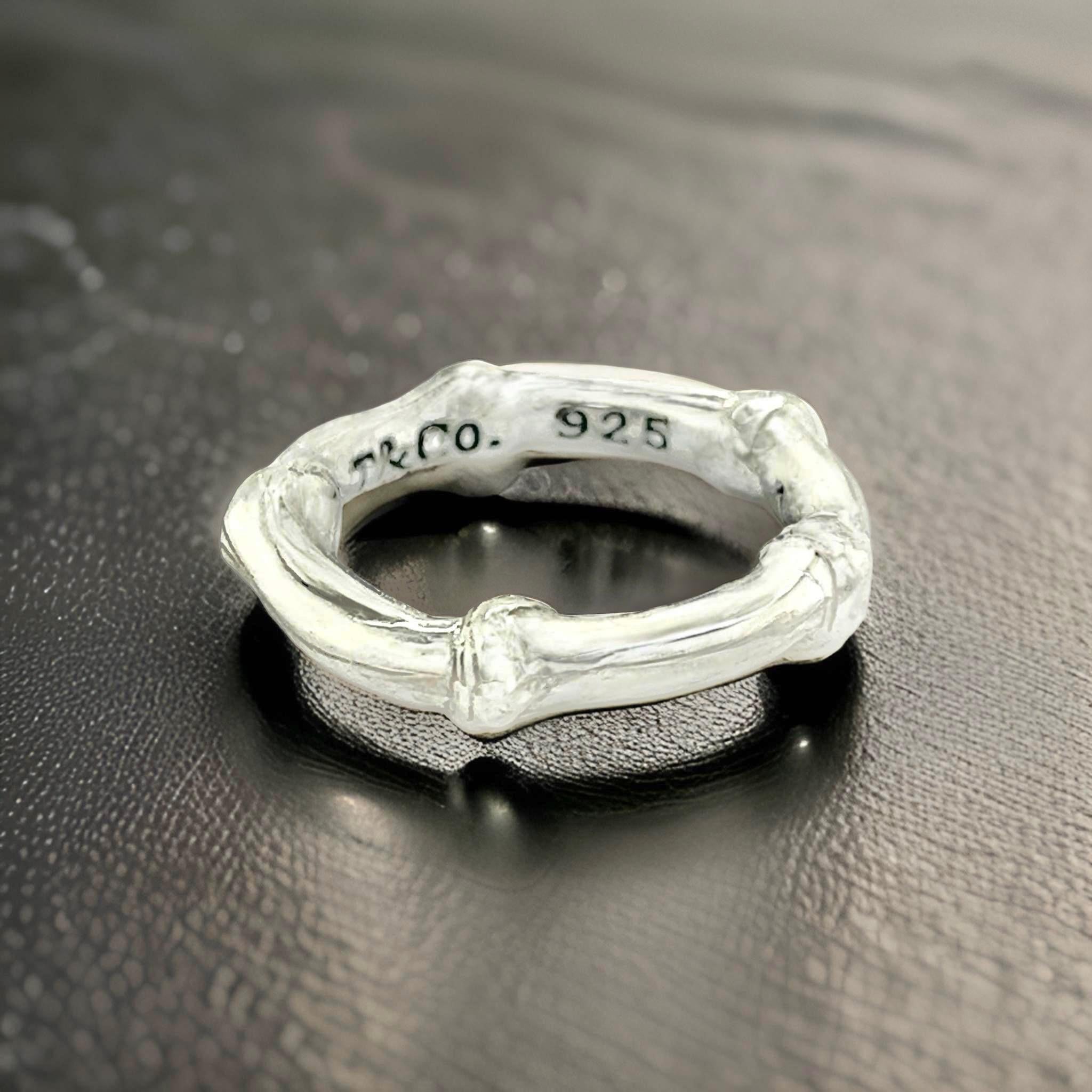 Women's Tiffany & Co Estate Bamboo Ring Size 5 Sterling Silver 4.6 Grams For Sale