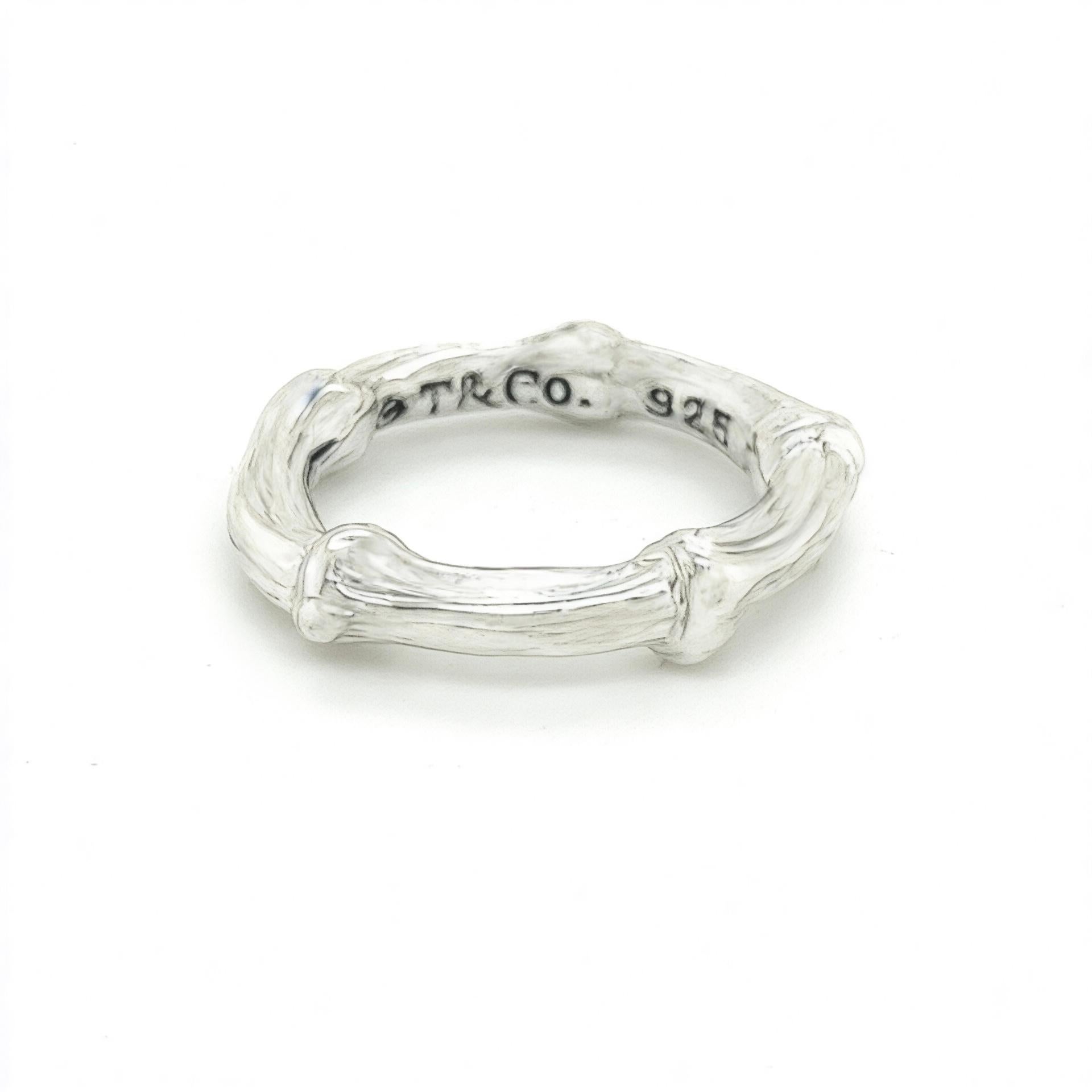 Tiffany & Co Estate Bamboo Ring Size 5 Sterling Silver 4.6 Grams For Sale 1