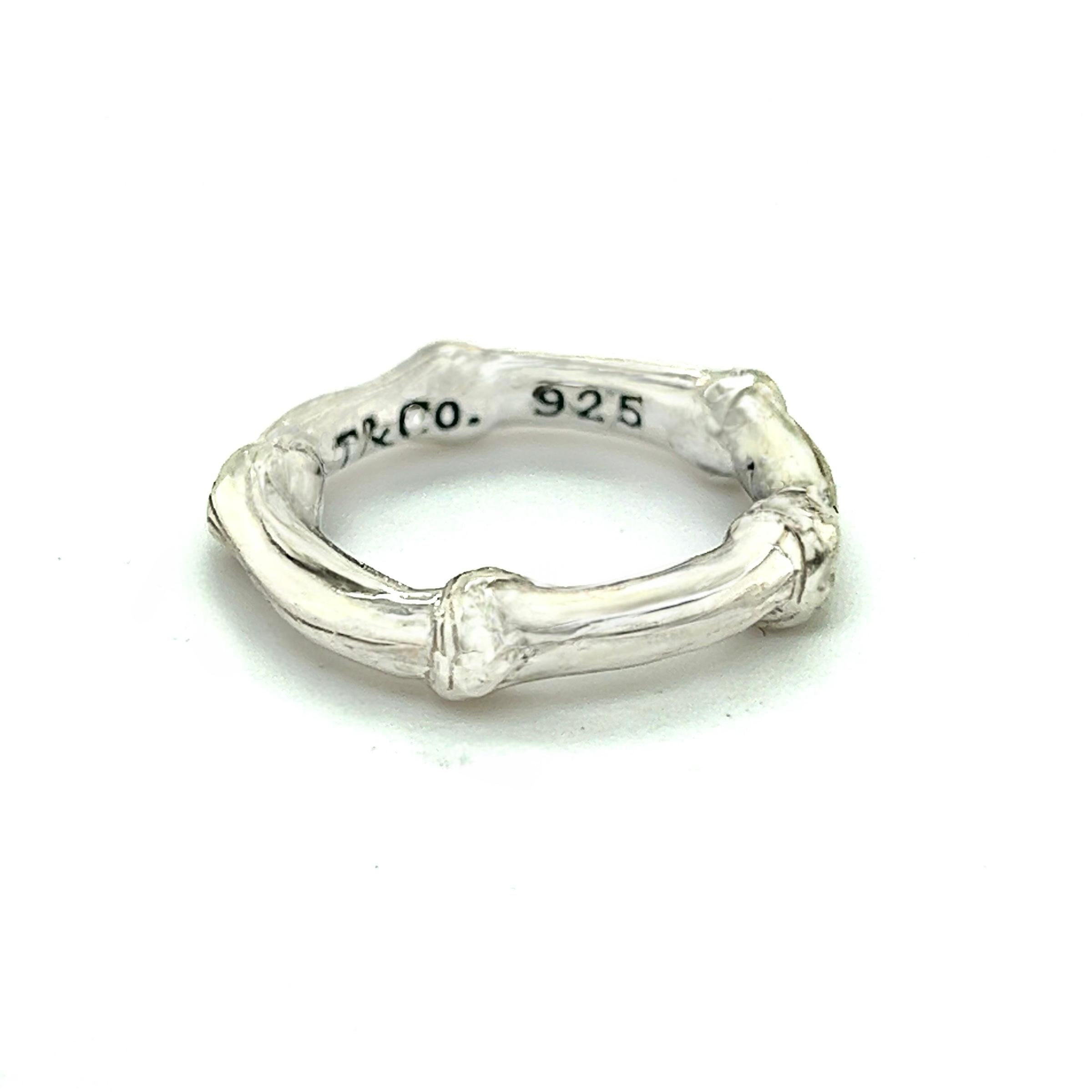 Tiffany & Co Estate Bamboo Ring Size 5 Sterling Silver 4.6 Grams For Sale 3