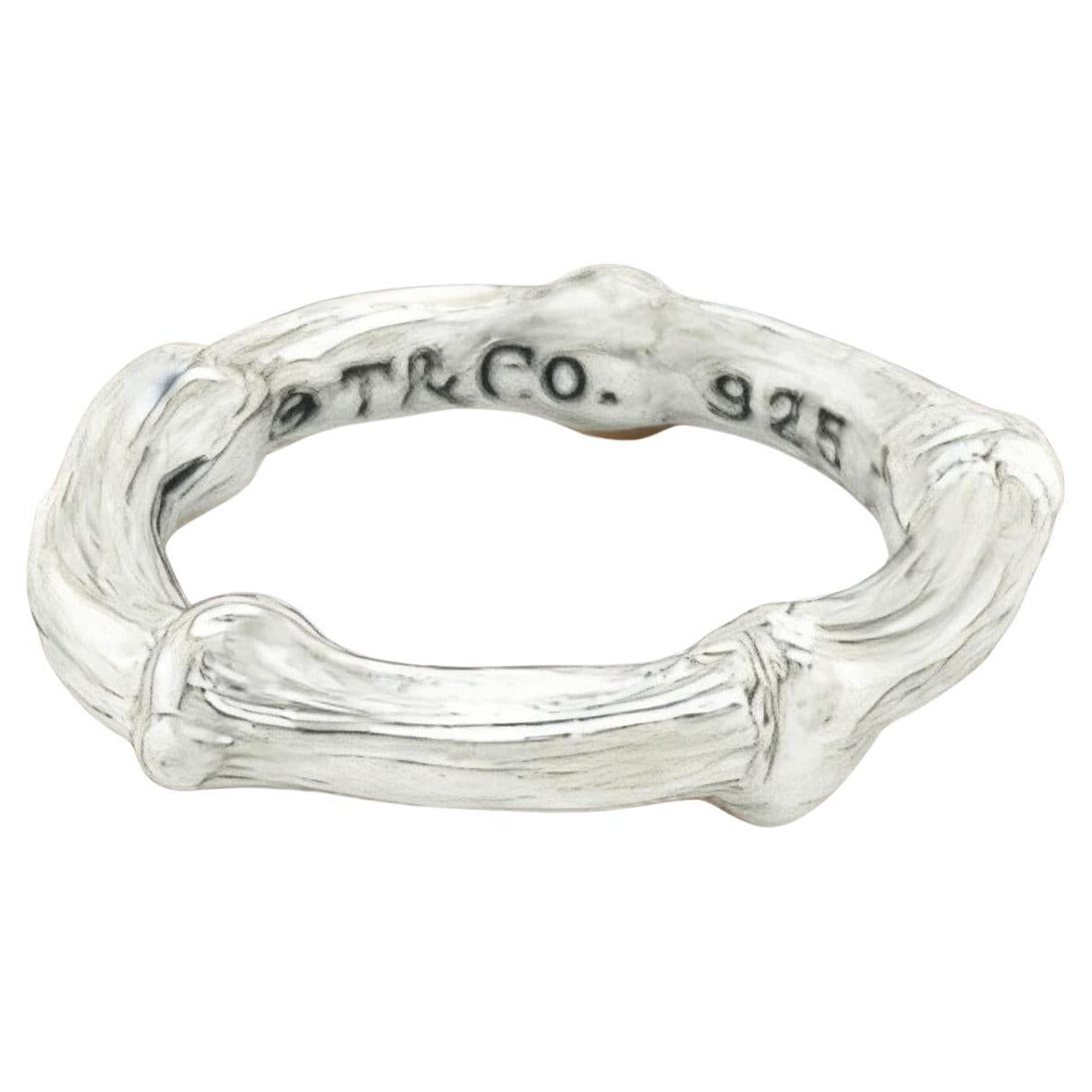 Bague Tiffany & Co Estate Bamboo taille 5 en argent sterling 4,6 grammes