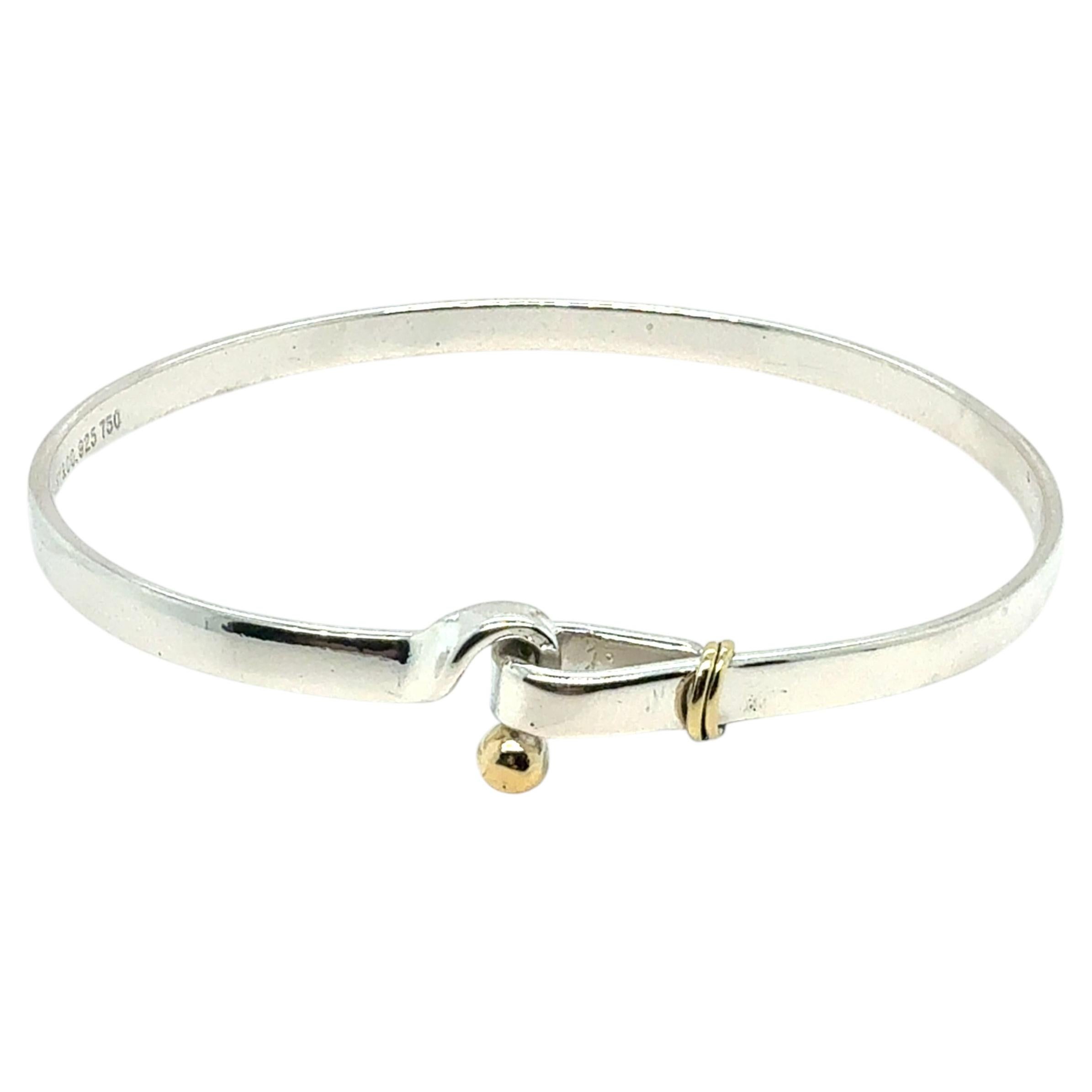 Tiffany & Co Estate Bangle Bracelet 7.5 18k Gold Sterling Silver