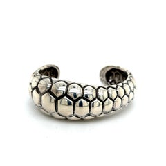 Tiffany & Co Estate Bangle Bracelet 7.5" Medium Beehive Design Sterling Silver