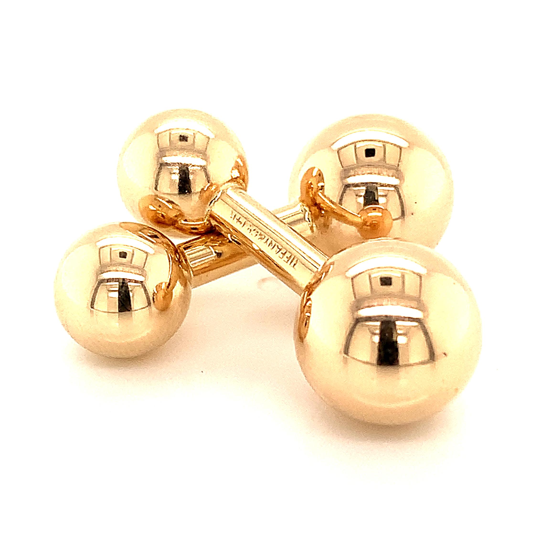 Tiffany & Co. Estate Barbell Cufflinks 14k Yellow Gold 4