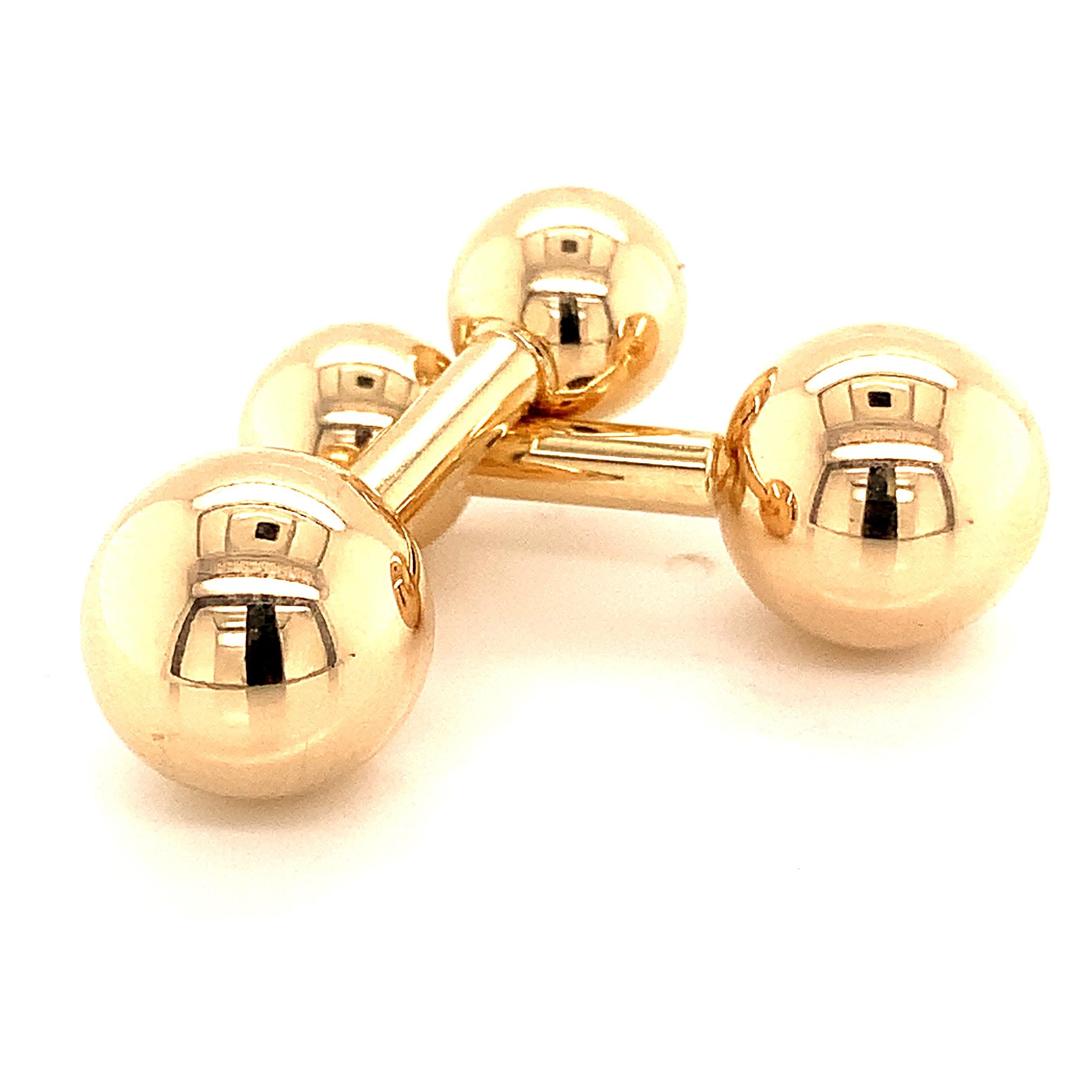 Tiffany & Co Estate Barbell Cufflinks 14k Yellow Gold TIF77
 
These elegant Authentic Tiffany & Co Men's Cufflinks have been made of 14 karats yellow gold.
  
Many clients wish to purchase the items as is and have requested that they not be