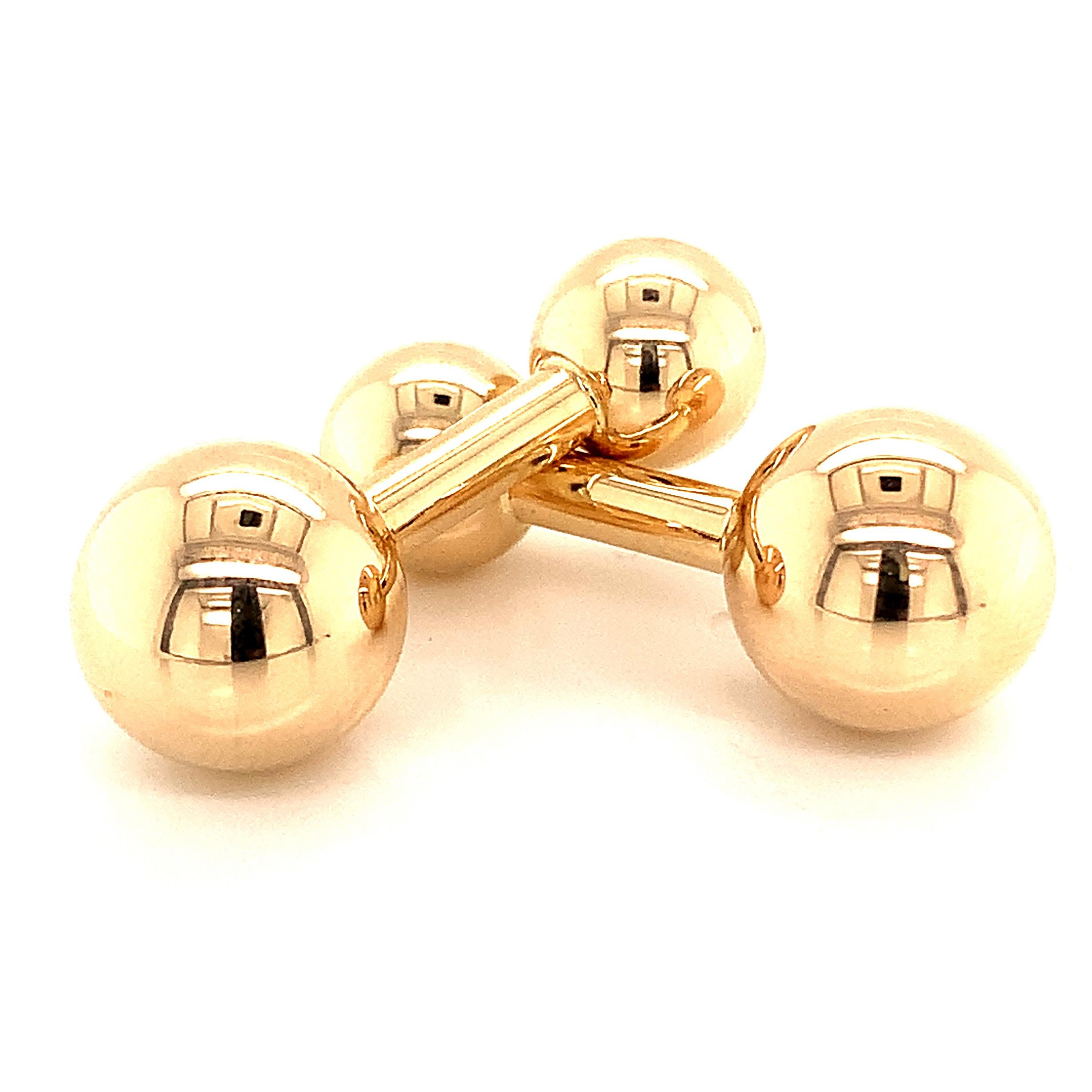 Women's or Men's Tiffany & Co. Estate Barbell Cufflinks 14k Yellow Gold