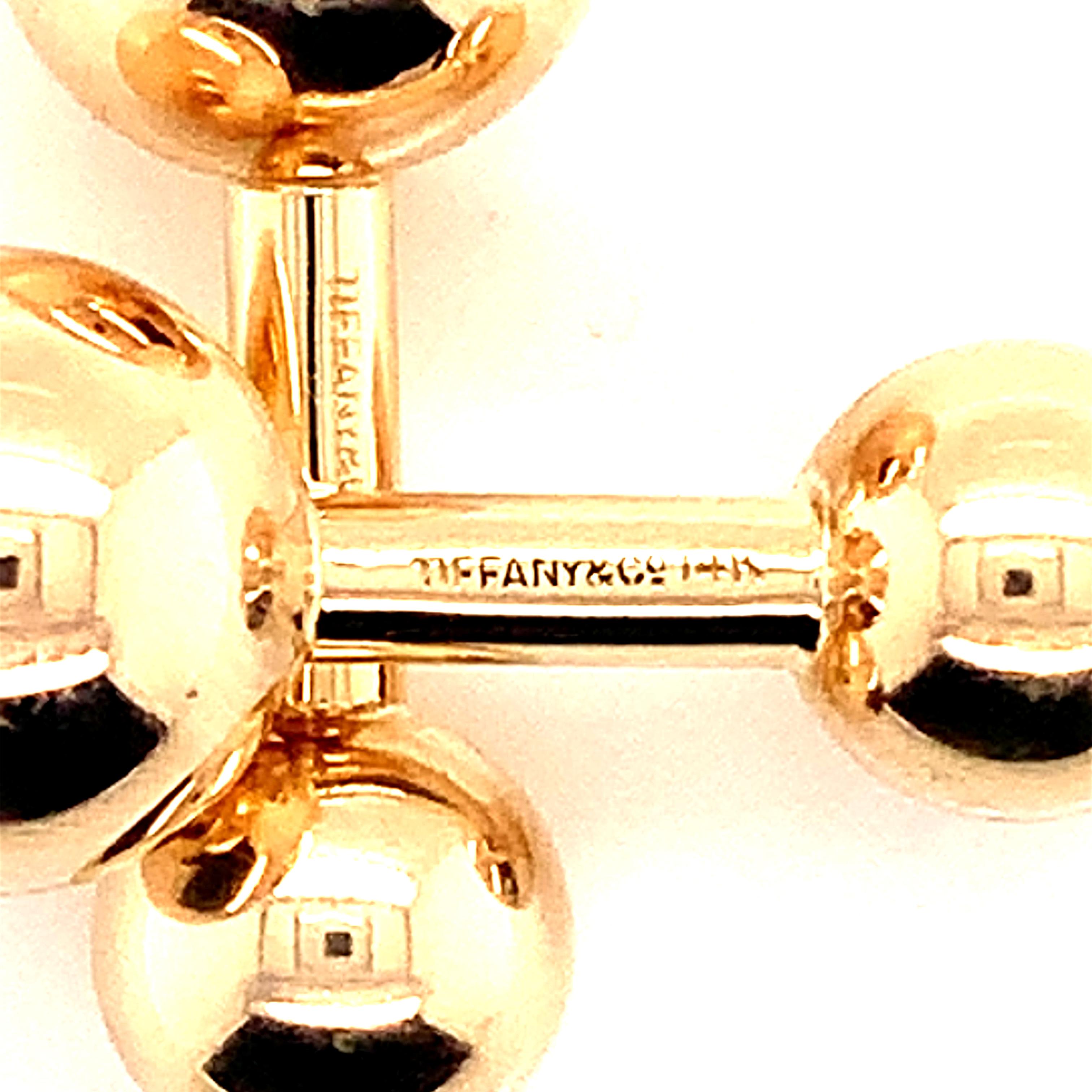 Tiffany & Co. Estate Barbell Cufflinks 14k Yellow Gold 2