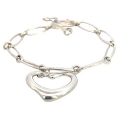 Tiffany & Co Estate Bracelet with Heart 7" Silver By Elsa Peretti