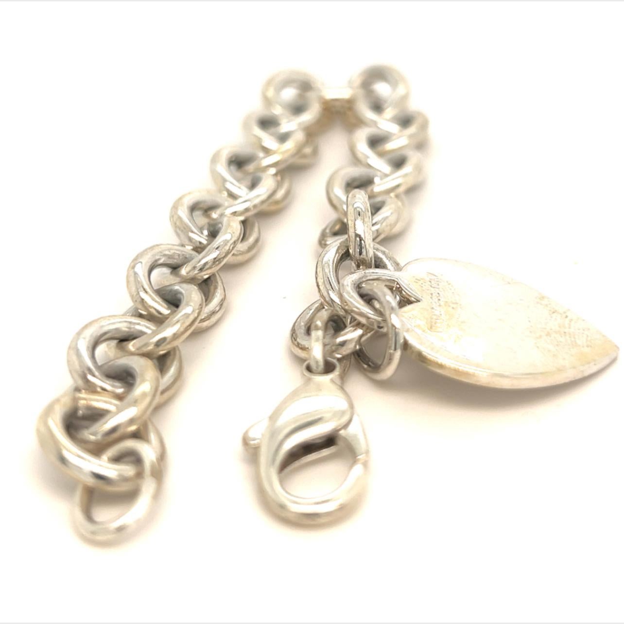 Tiffany & Co Estate Bracelet with Heart Charm Sterling Silver 7.5