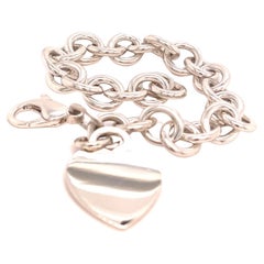 Vintage Tiffany & Co Estate Bracelet with Heart Charm Sterling Silver 34.8 Grams