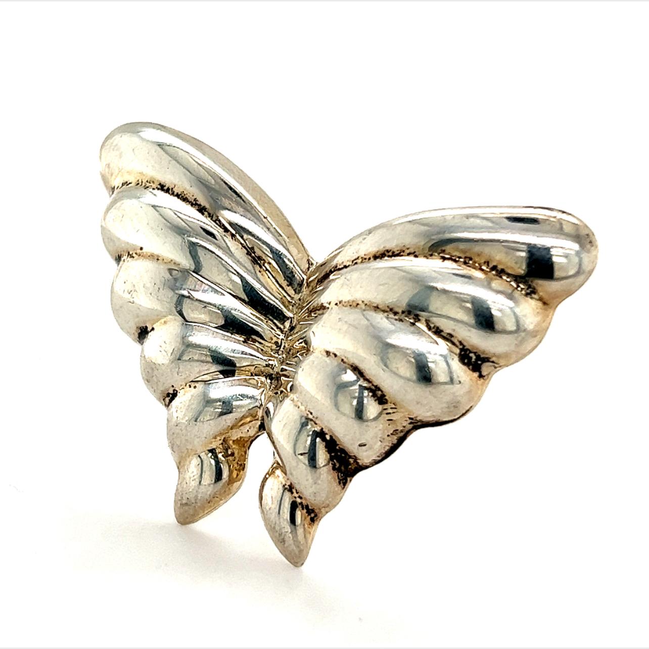 Tiffany & Co Estate Butterfly Brooch Sterling Silver 10.3 Gram For Sale 5