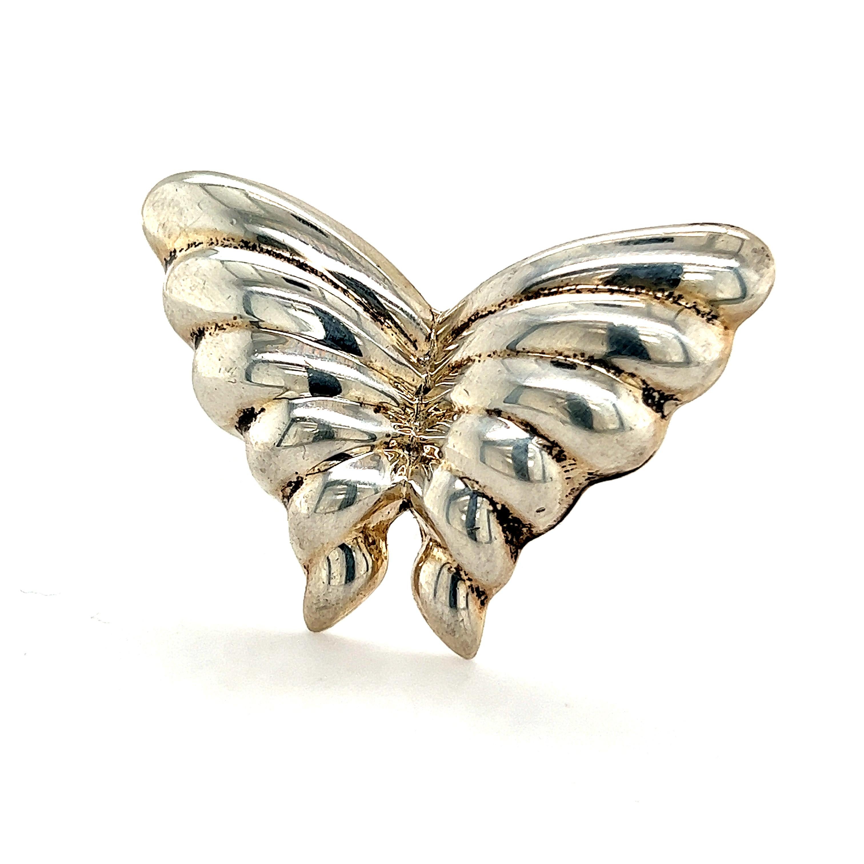 Tiffany & Co. Estate Butterfly Brooch Sterling Silver 10.3 Grams For Sale 4