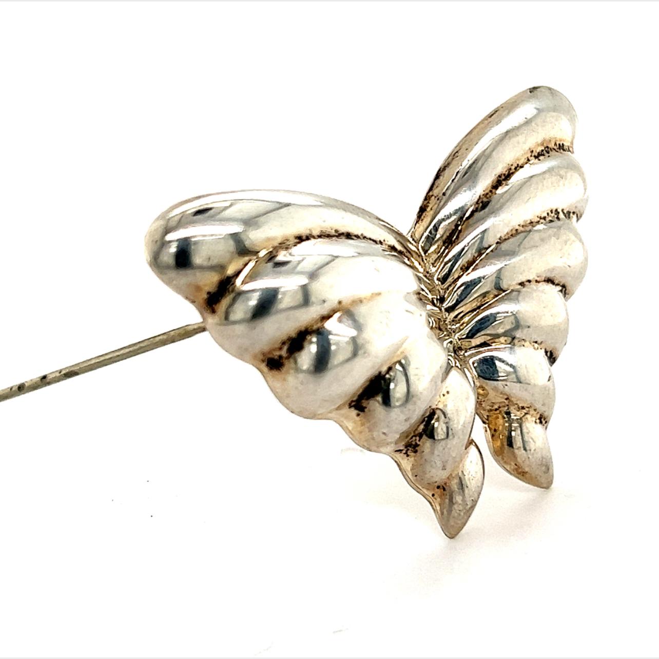 Women's Tiffany & Co. Estate Butterfly Brooch Sterling Silver 10.3 Grams For Sale