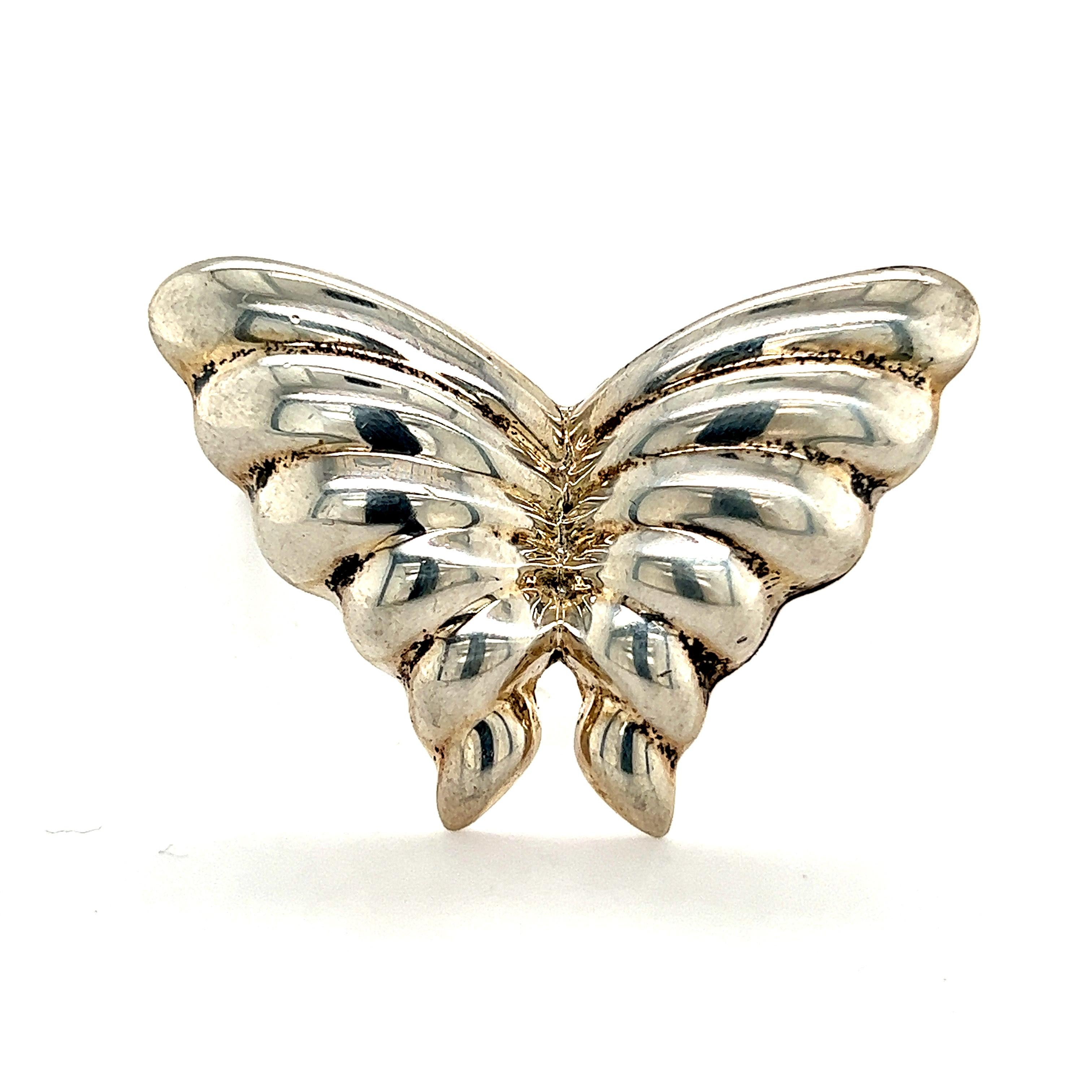 Tiffany & Co. Estate Butterfly Brooch Sterling Silver 10.3 Grams For Sale 1
