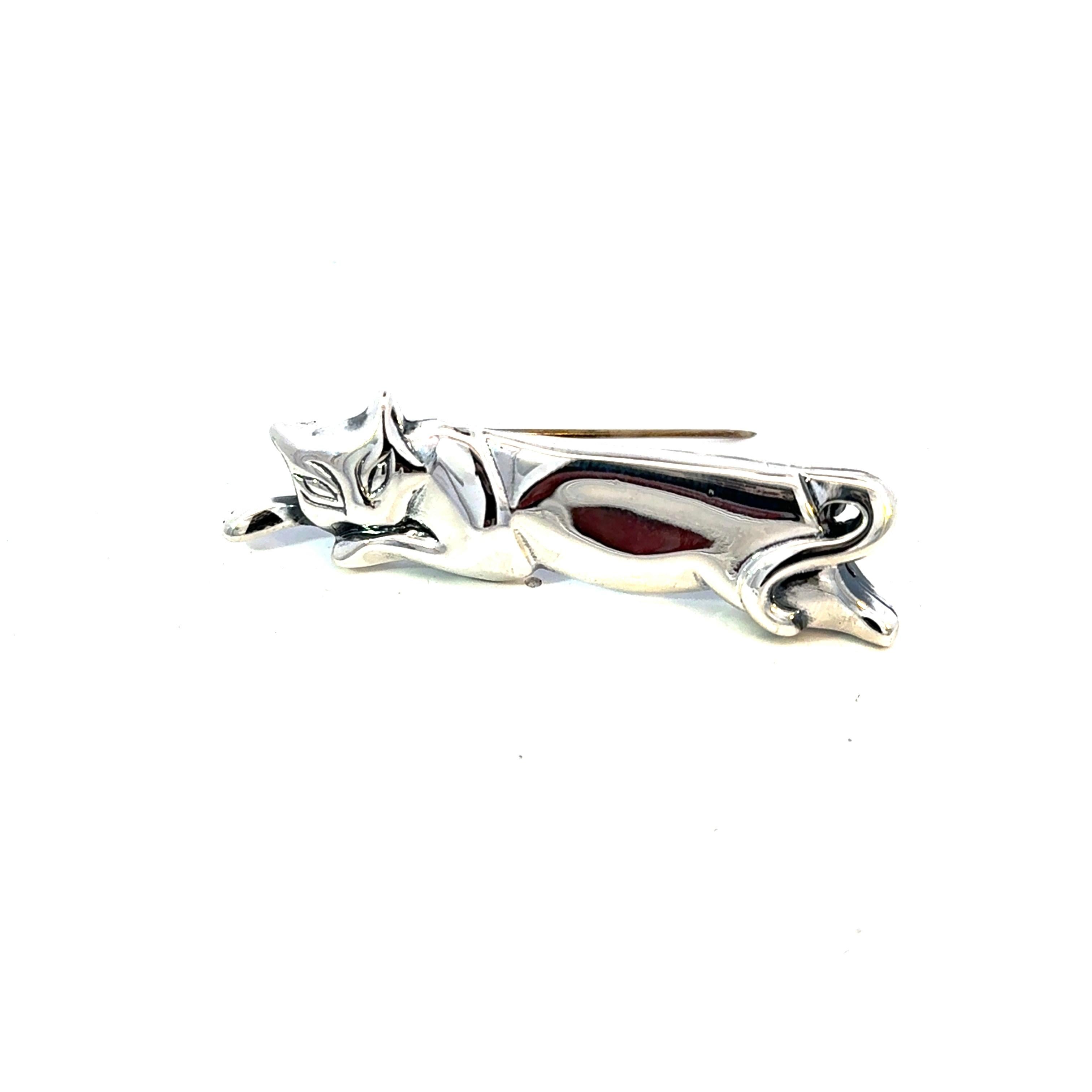 Women's Tiffany & Co Cat Brooch Sterling Silver 11 Grams Estate For Sale