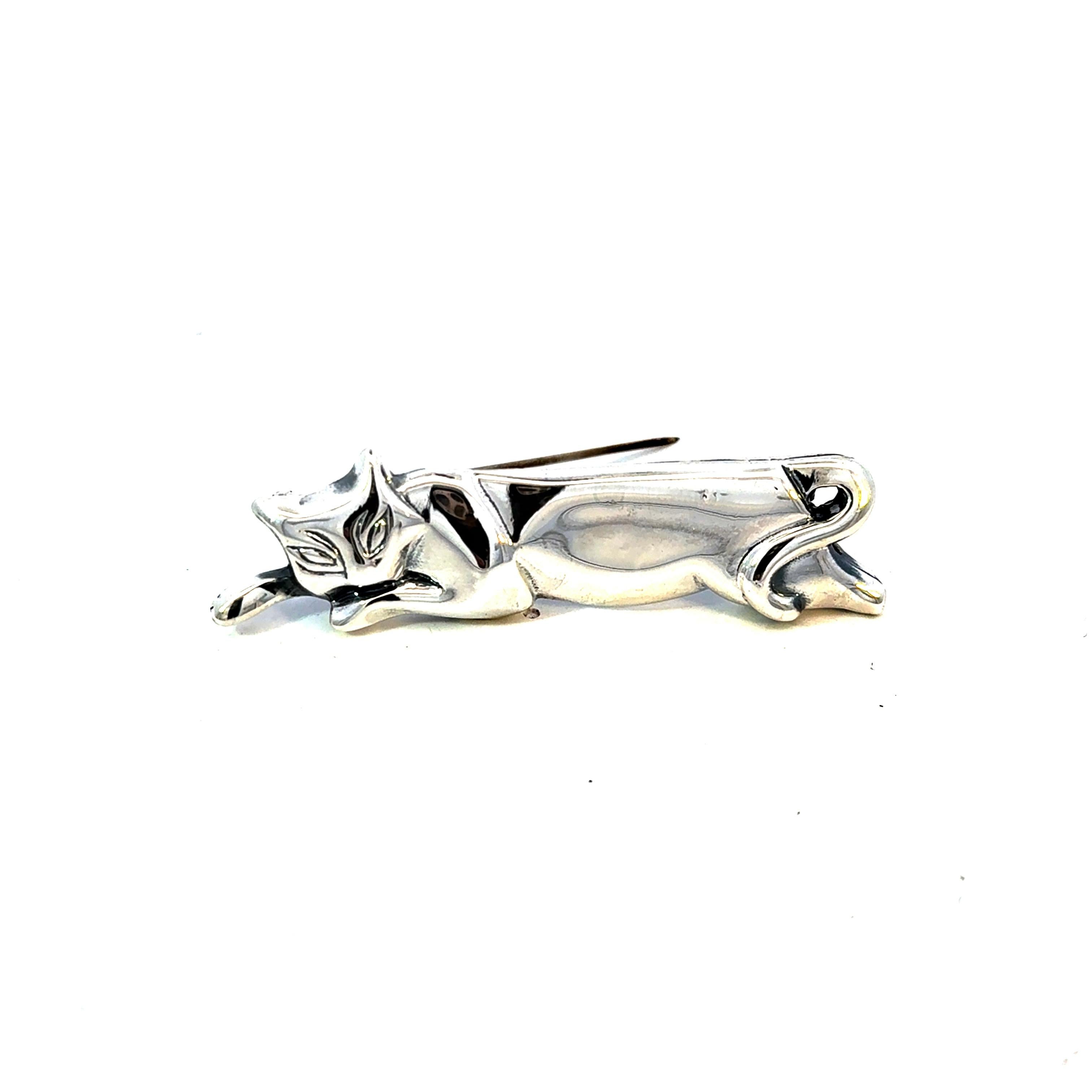 Tiffany & Co Estate Cat Brooch Sterling Silver 11 Grams For Sale 3