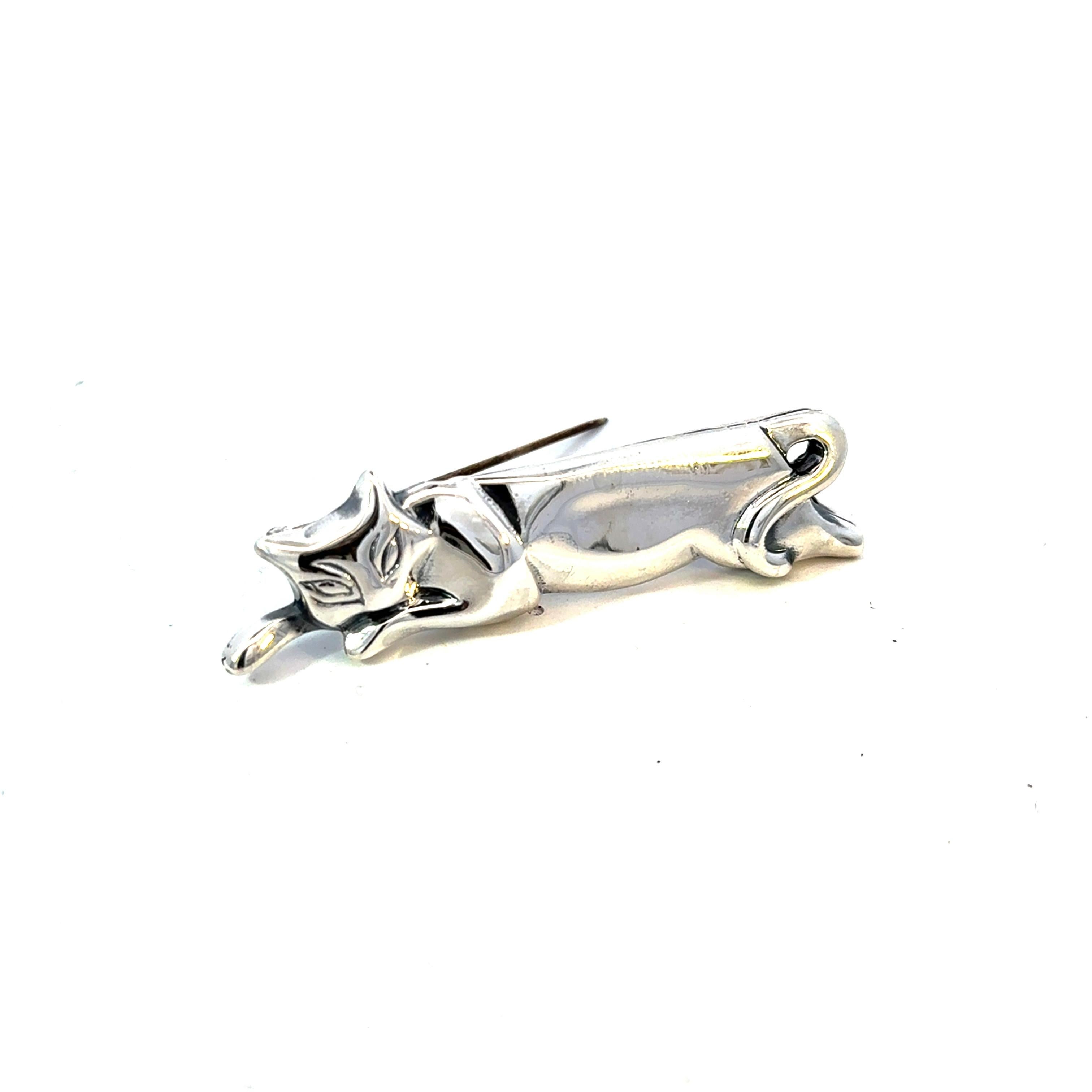 Tiffany & Co Cat Brooch Sterling Silver 11 Grams Estate For Sale 3