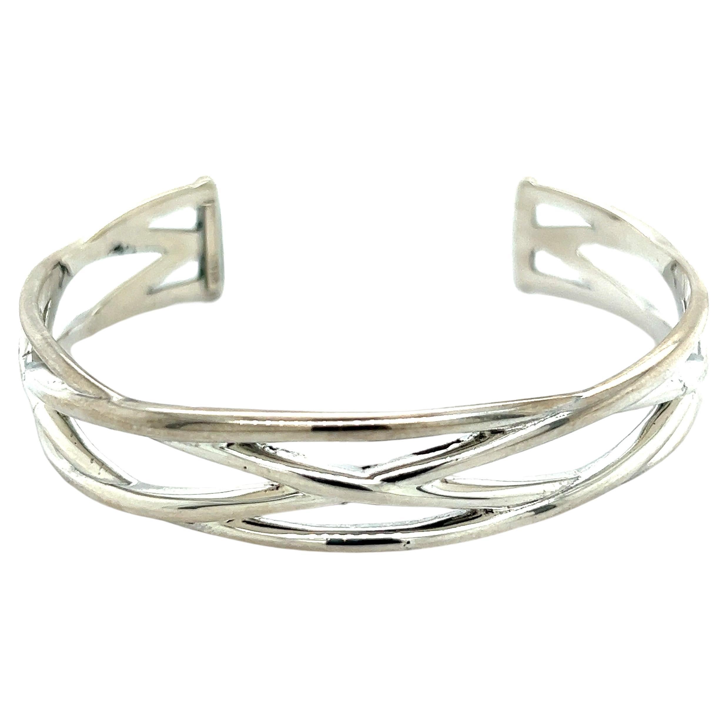 Tiffany & Co Estate Celtic Knot Cuff Italy Bracelet 7.5" Medium 11 mm Silver TIF For Sale