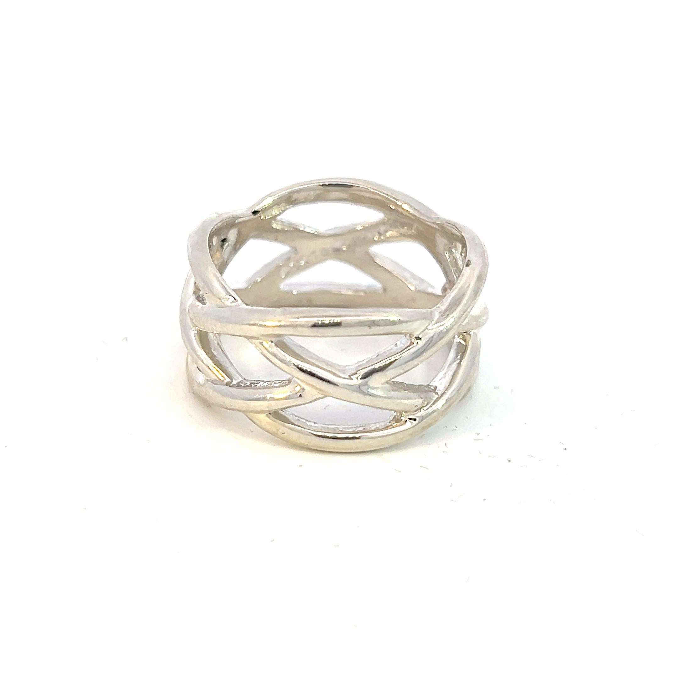 Women's Tiffany & Co Estate Celtic Knot Ring Size 10 Sterling Silver 12 mm