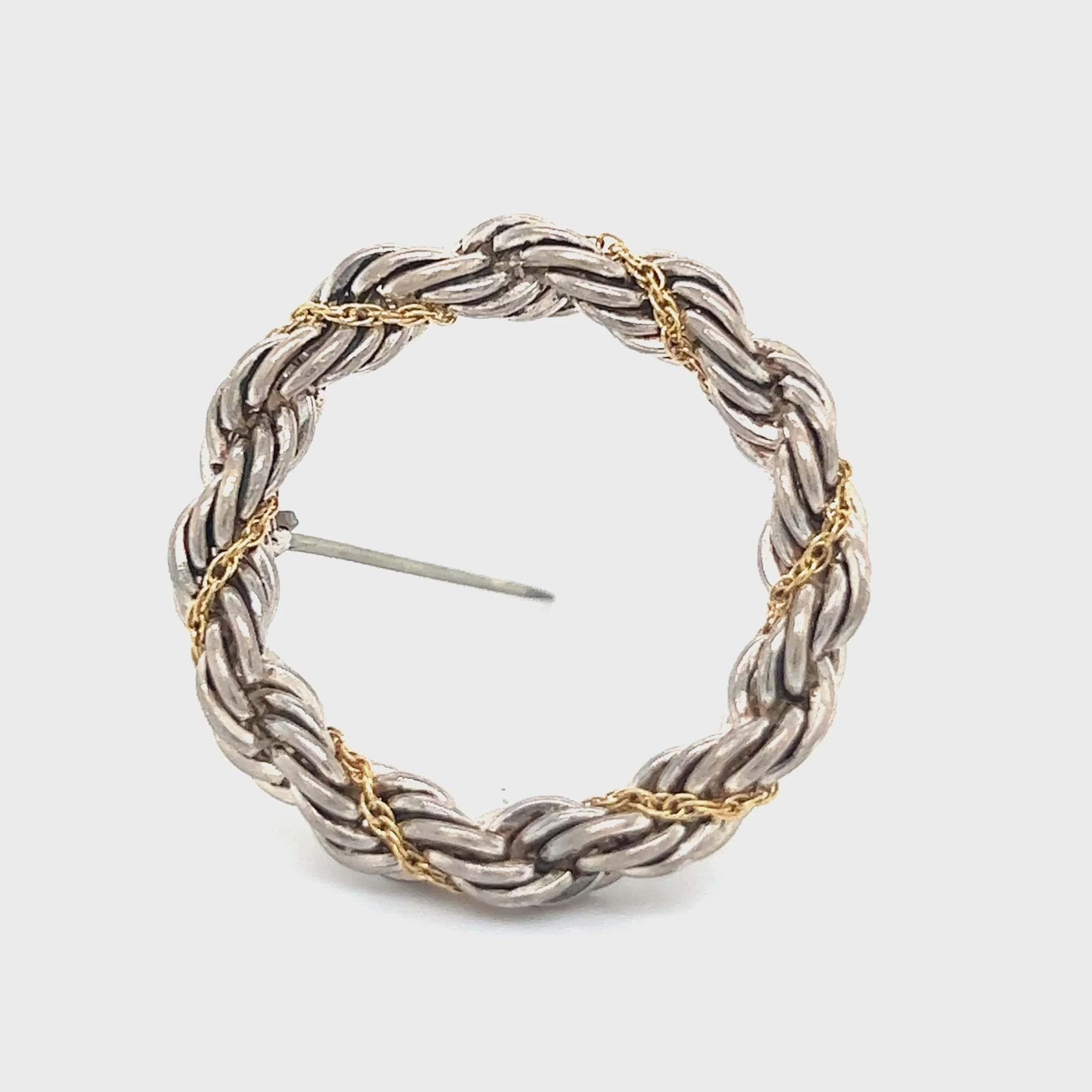 Estate Circle Wreath Brosche von Tiffany & Co., 18k G + Silber im Angebot 6