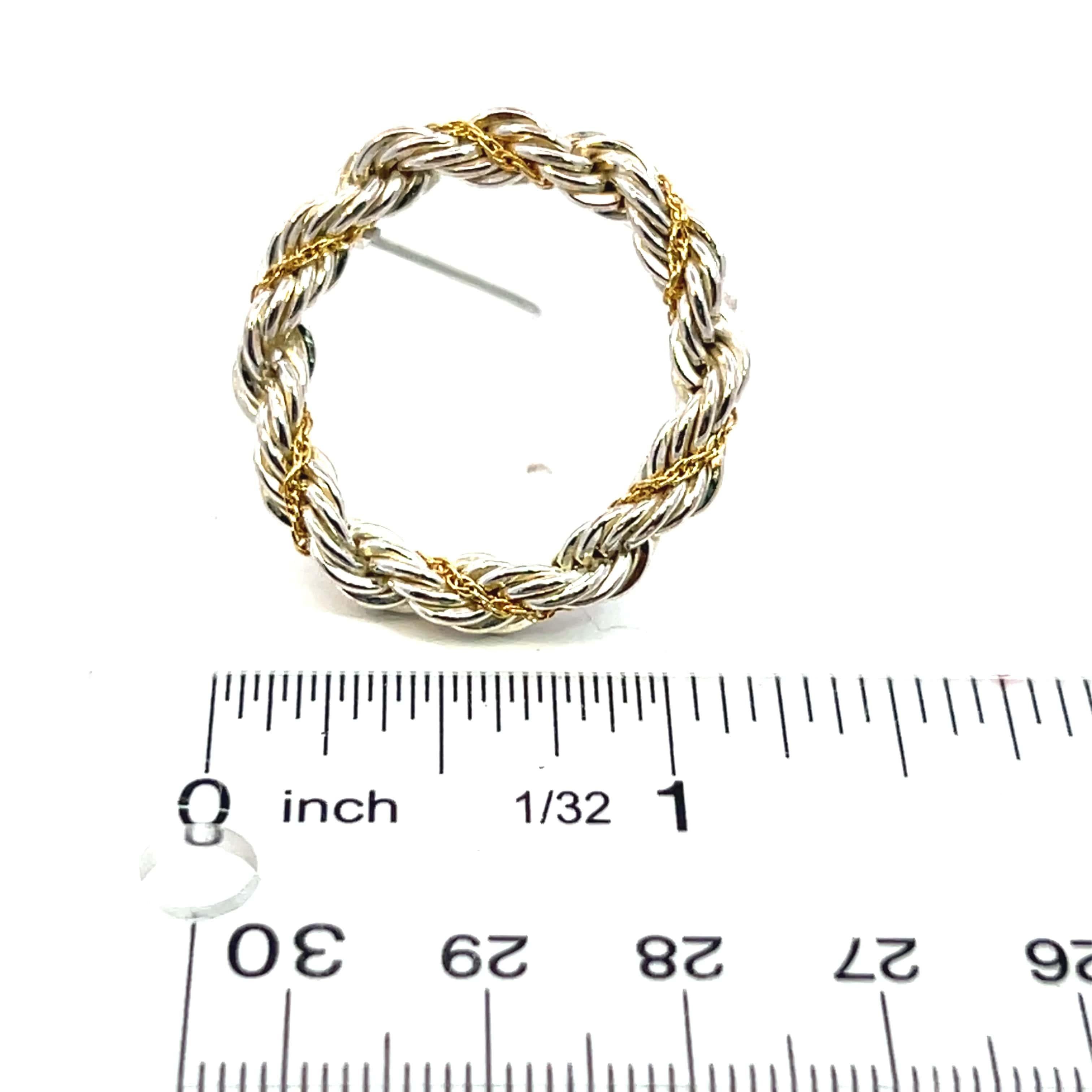 Estate Circle Wreath Brosche von Tiffany & Co., 18k G + Silber im Angebot 8
