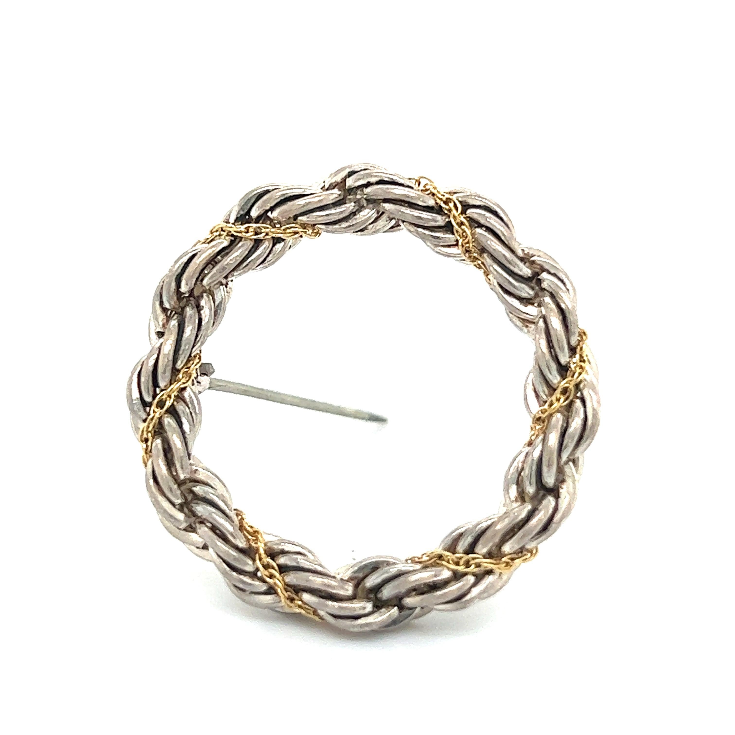 Estate Circle Wreath Brosche von Tiffany & Co., 18k G + Silber im Angebot 1