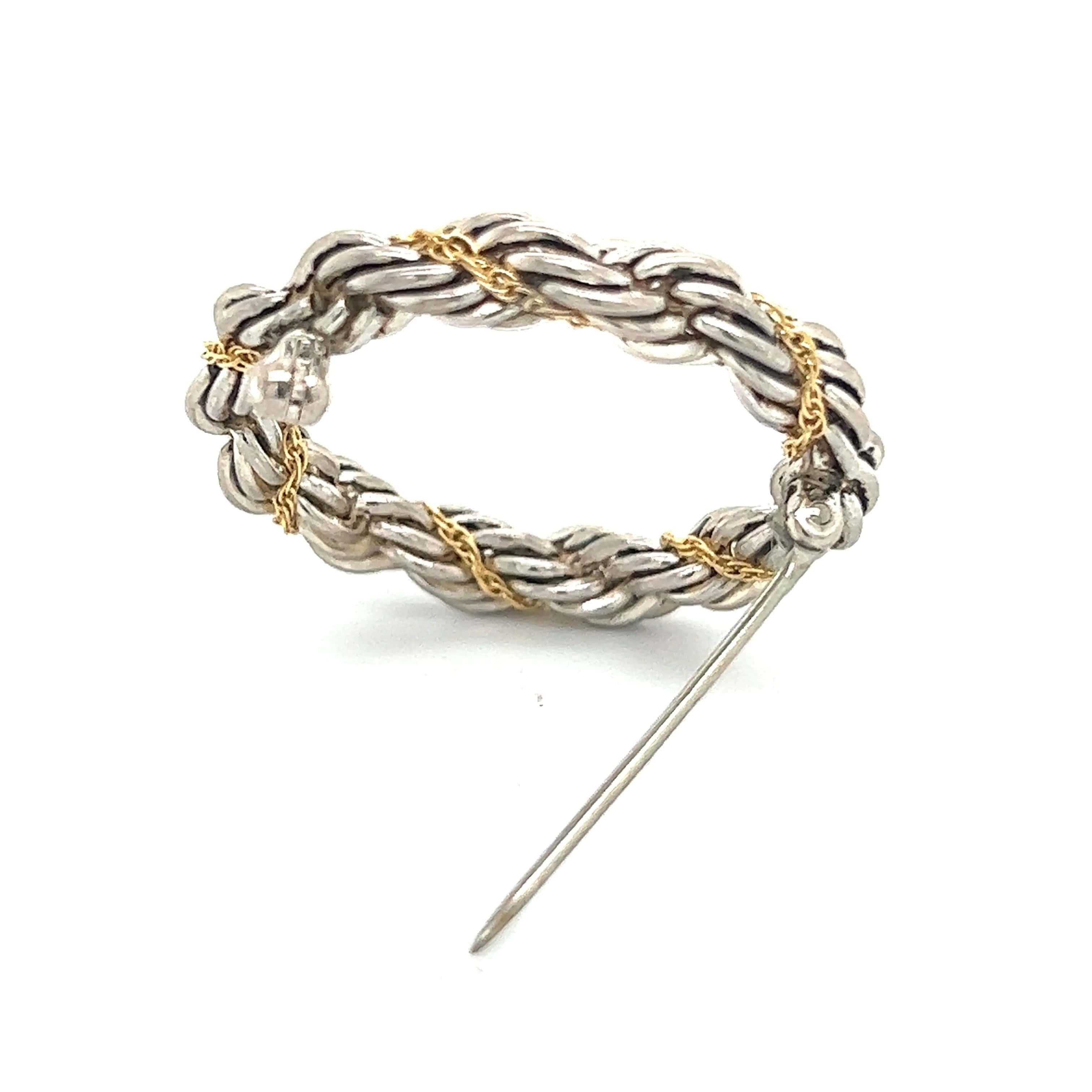 Estate Circle Wreath Brosche von Tiffany & Co., 18k G + Silber im Angebot 2
