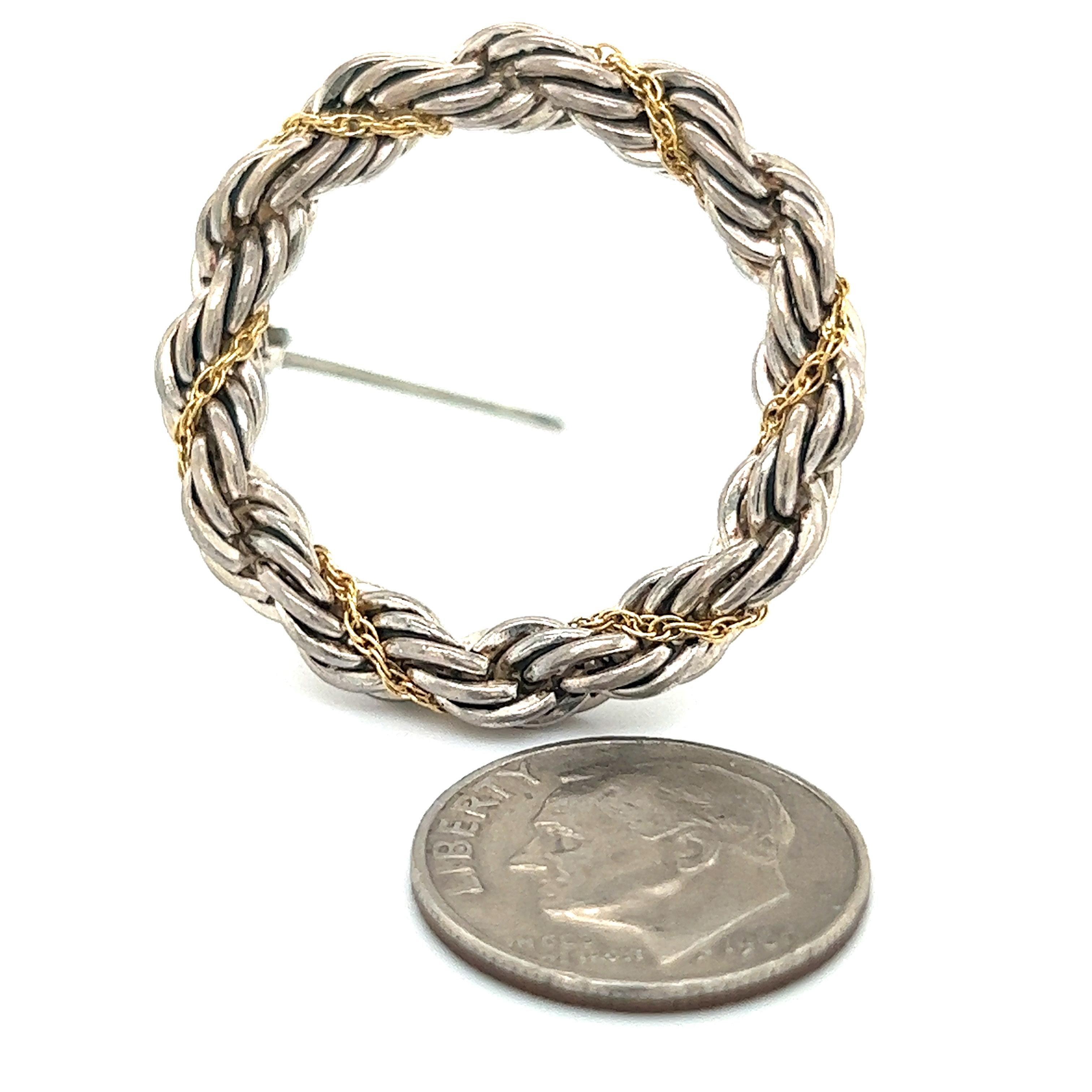 Estate Circle Wreath Brosche von Tiffany & Co., 18k G + Silber im Angebot 4