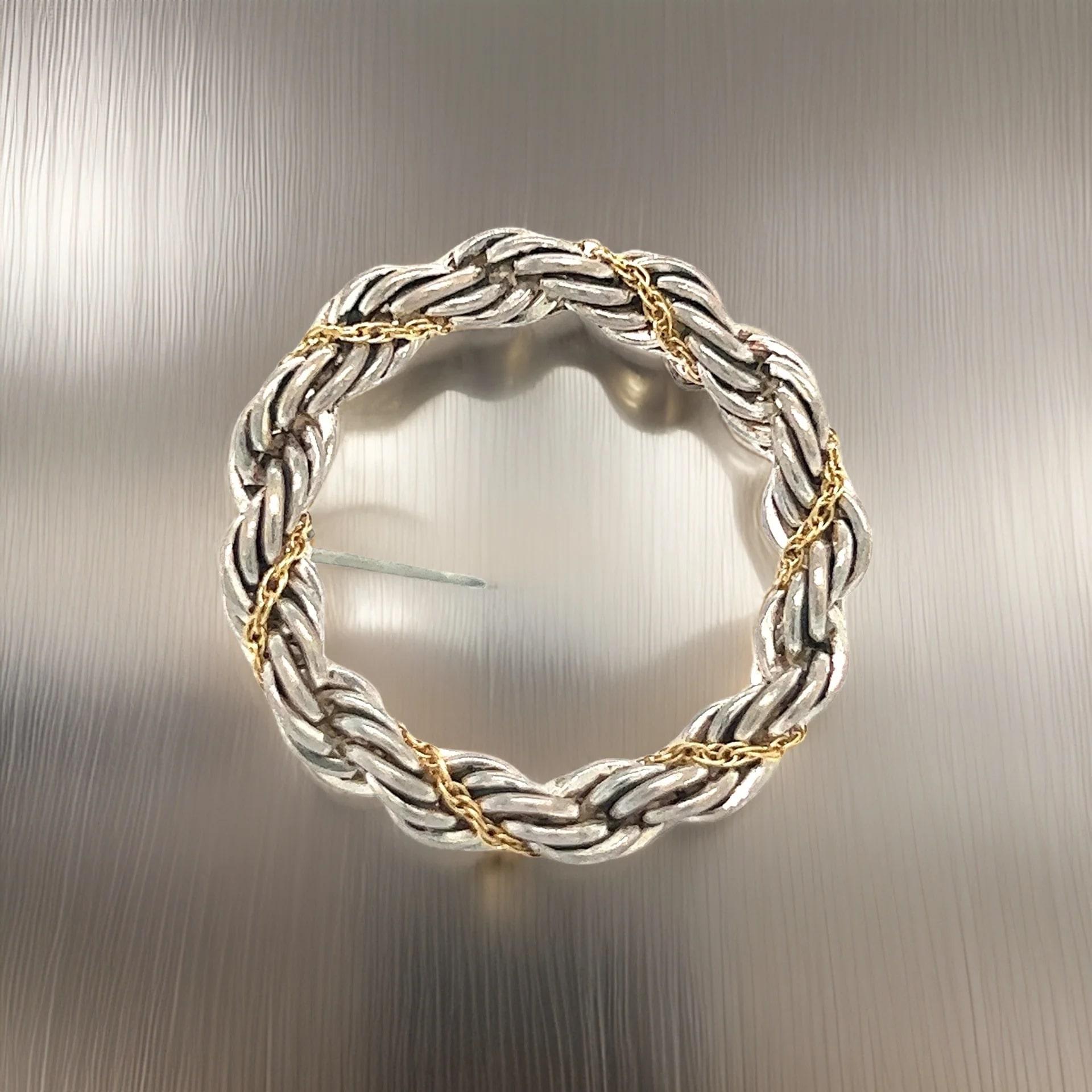 Estate Circle Wreath Brosche von Tiffany & Co., 18k G + Silber im Angebot 5