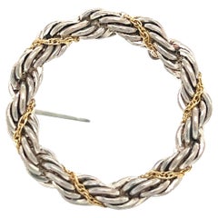 Estate Circle Wreath Brosche von Tiffany & Co., 18k G + Silber 