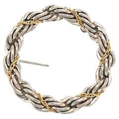 Tiffany & Co Estate Circle Wreath Broche 18k G + Silver
