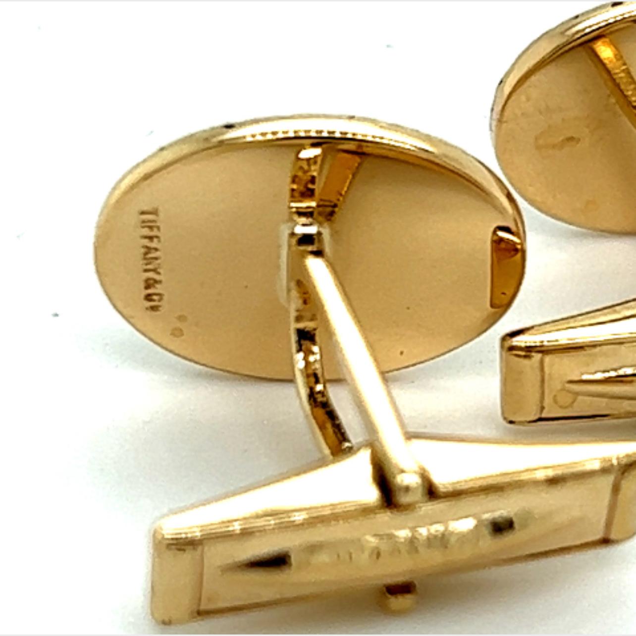 Tiffany & Co Estate Cufflinks 14k Y Gold In Good Condition For Sale In Brooklyn, NY