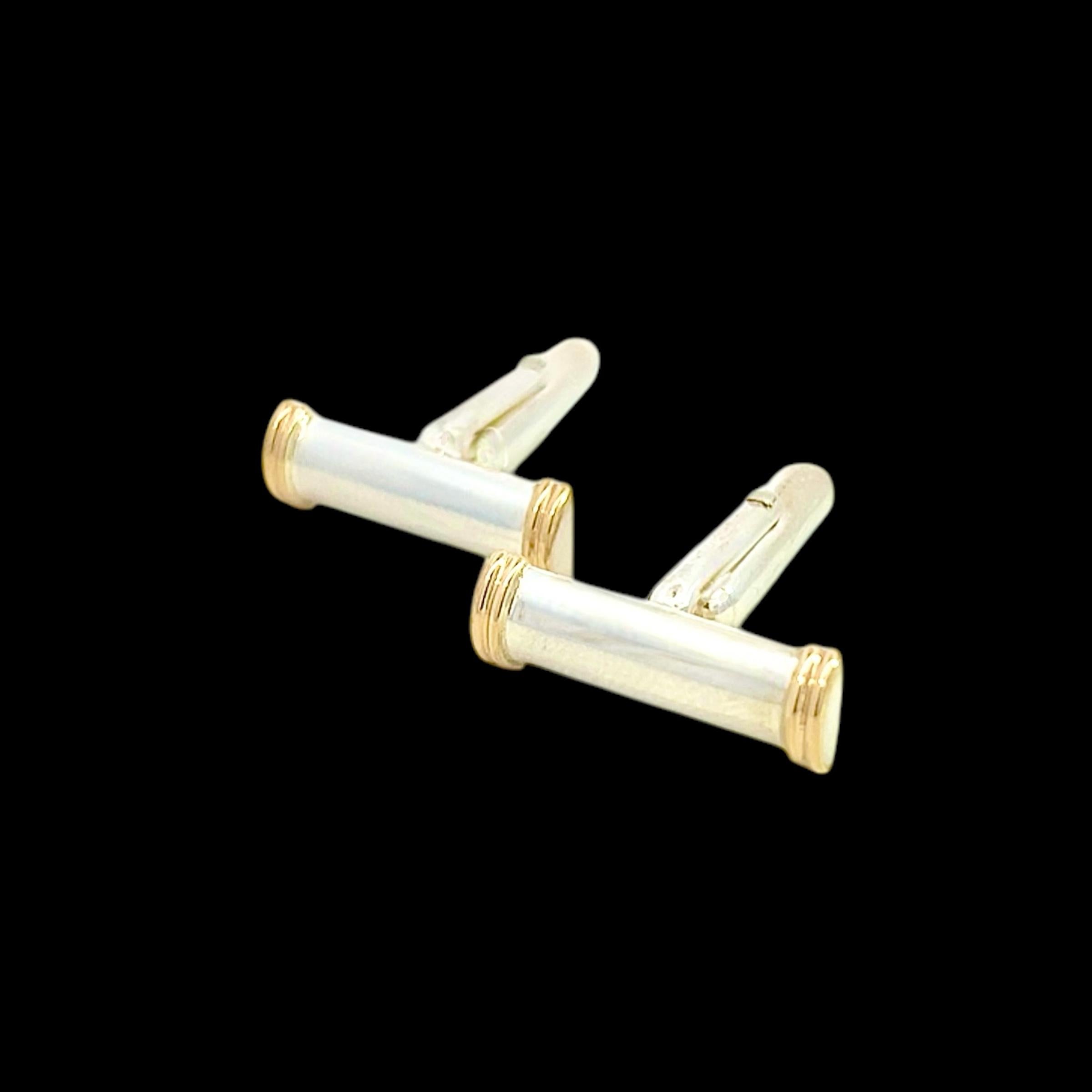 Men's Tiffany & Co Estate Cufflinks 18k Gold Sterling Silver For Sale
