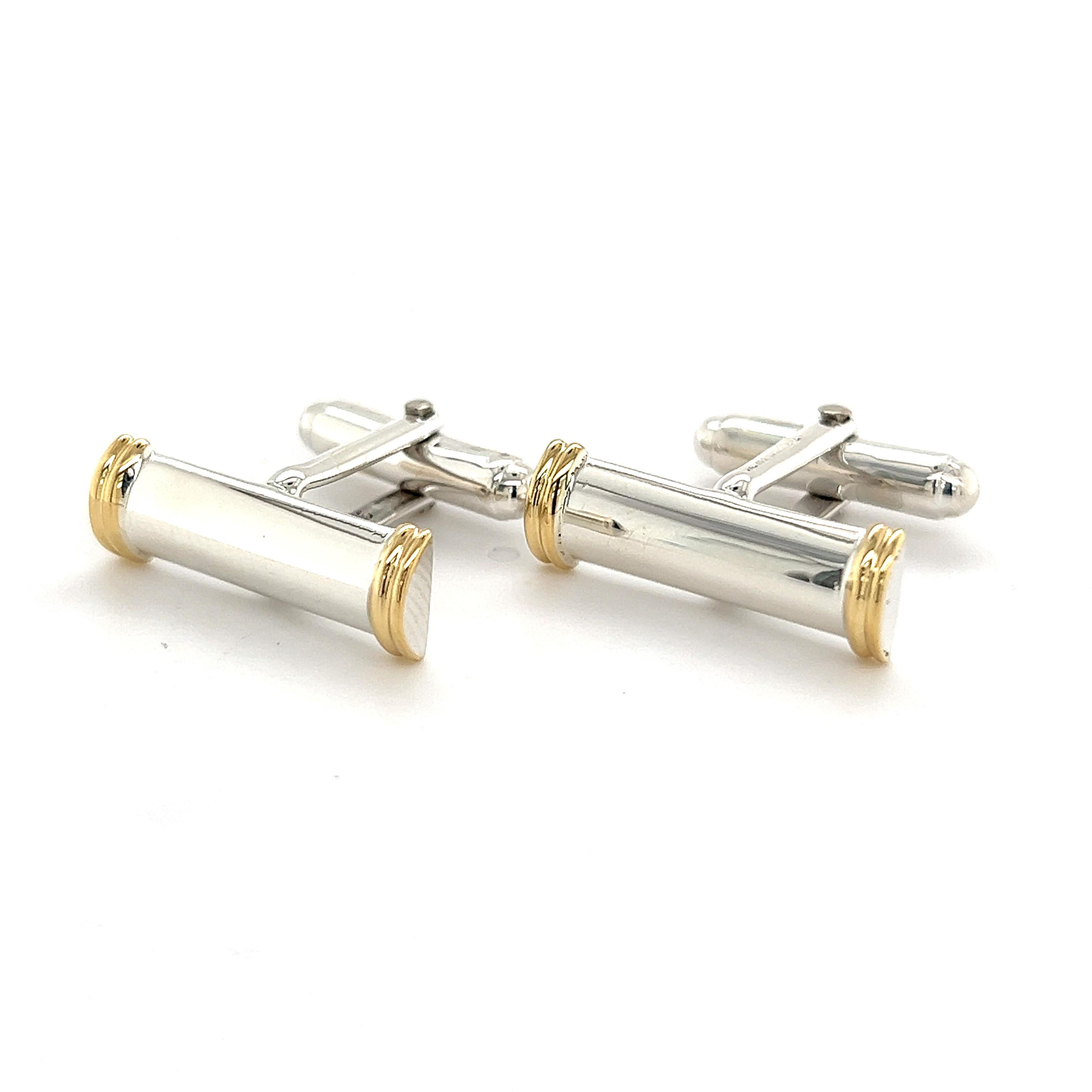 Tiffany & Co Estate Cufflinks 18k Y Gold + Sterling Silver 4