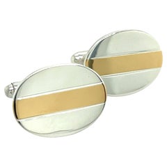 Tiffany & Co Estate Cufflinks 18k Y Gold + Sterling Silver