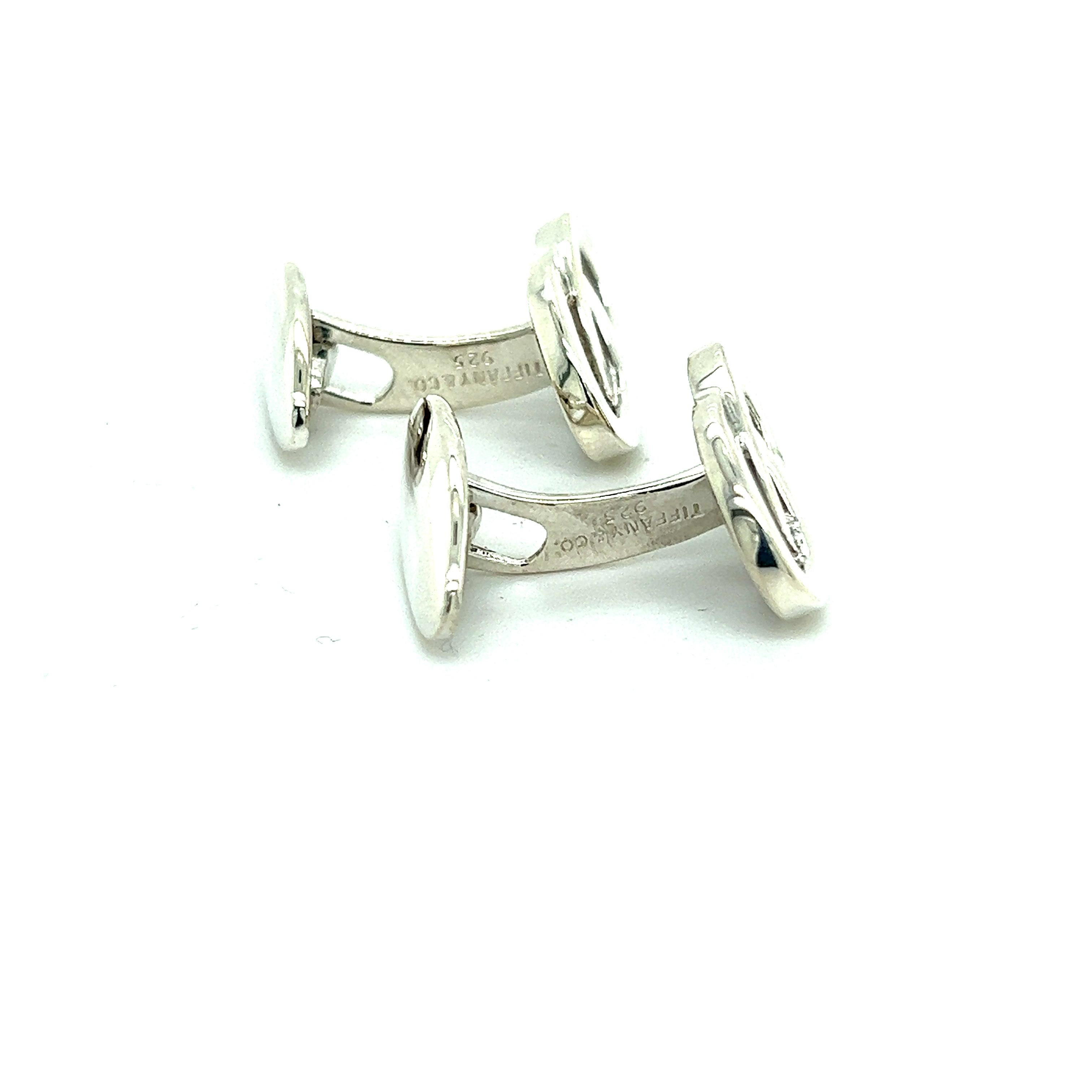 Tiffany & Co Estate Cufflinks Sterling Silver In Good Condition For Sale In Brooklyn, NY