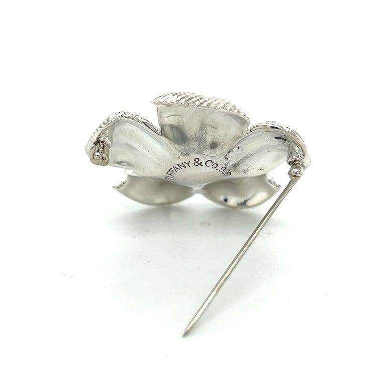 Women's Tiffany & Co Estate Dagwood Flower Brooch Pin Sterling Silver