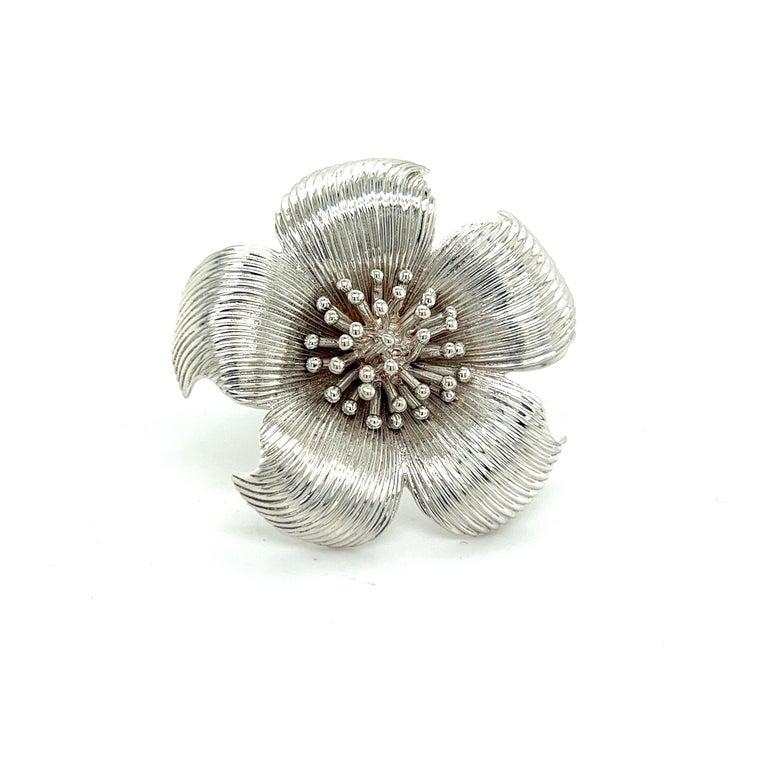 Tiffany & Co Estate Dagwood Flower Brooch Pin Sterling Silver 1