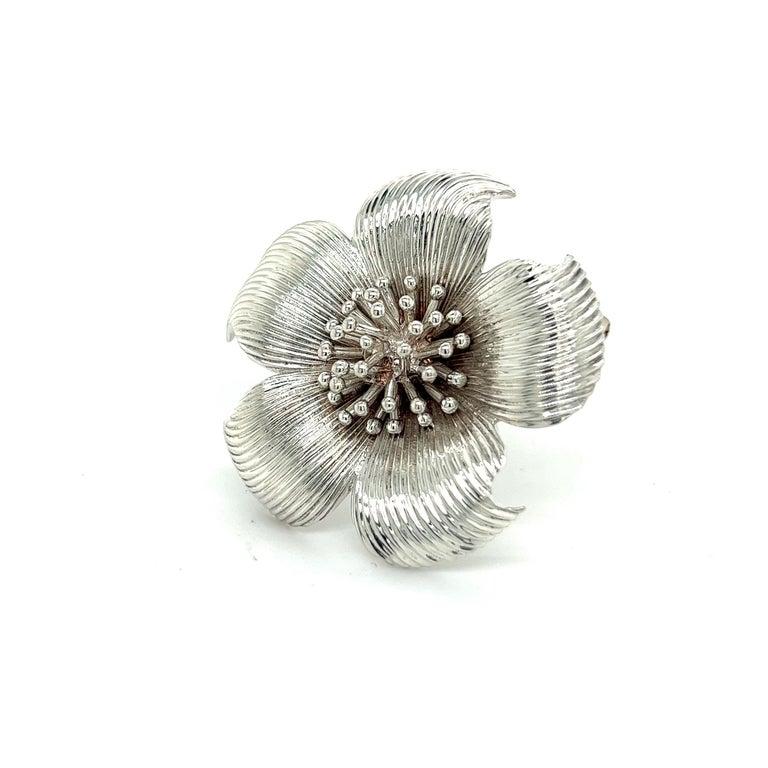 Tiffany & Co Estate Dagwood Flower Brooch Pin Sterling Silver 2