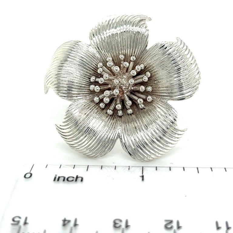 Tiffany & Co Estate Dagwood Flower Brooch Pin Sterling Silver 3