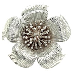 Tiffany & Co Estate Dagwood Flower Brooch Pin Sterling Silver
