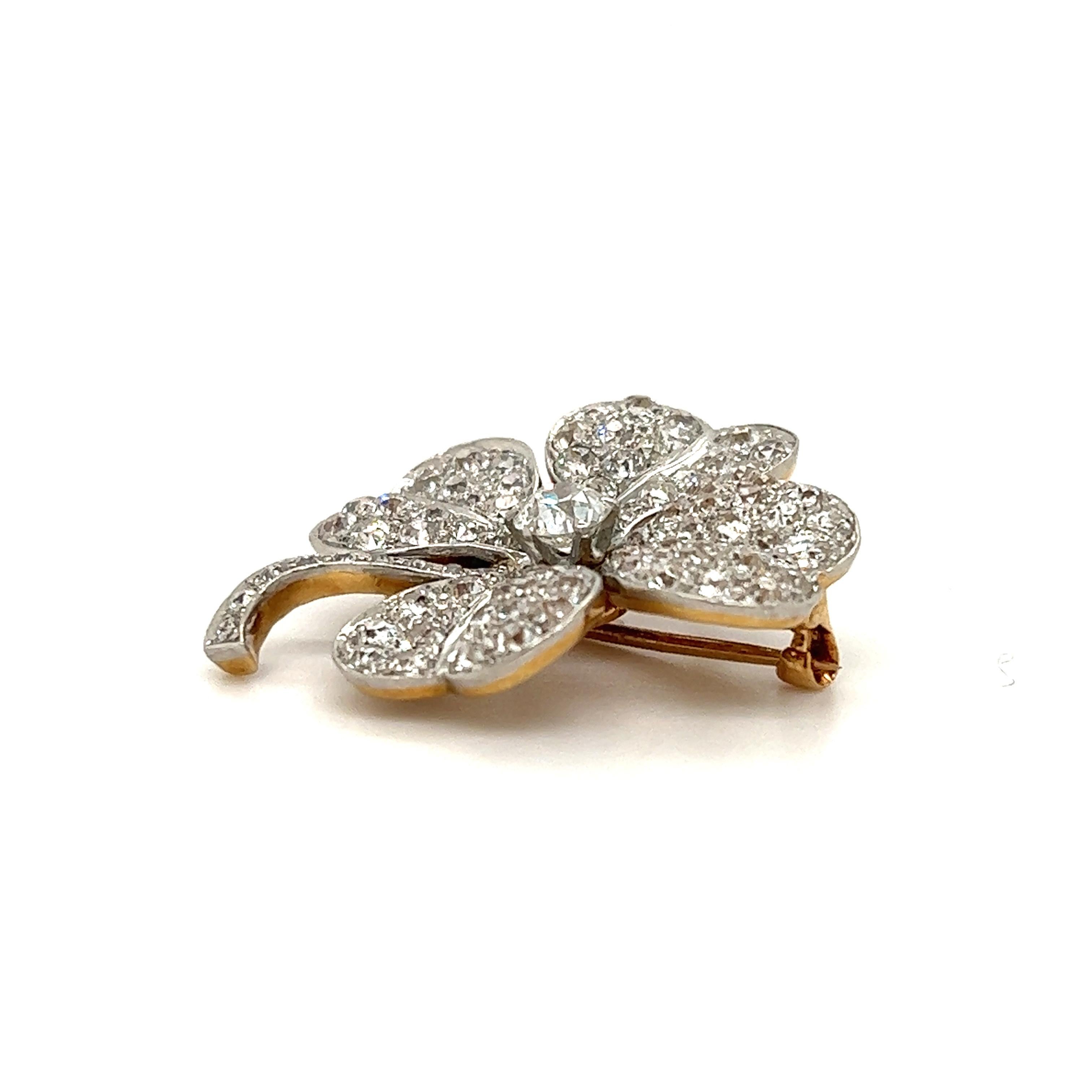 Art Deco Tiffany & Co. Estate Diamond Four Leaf Clover Pendant & Brooch Platinum