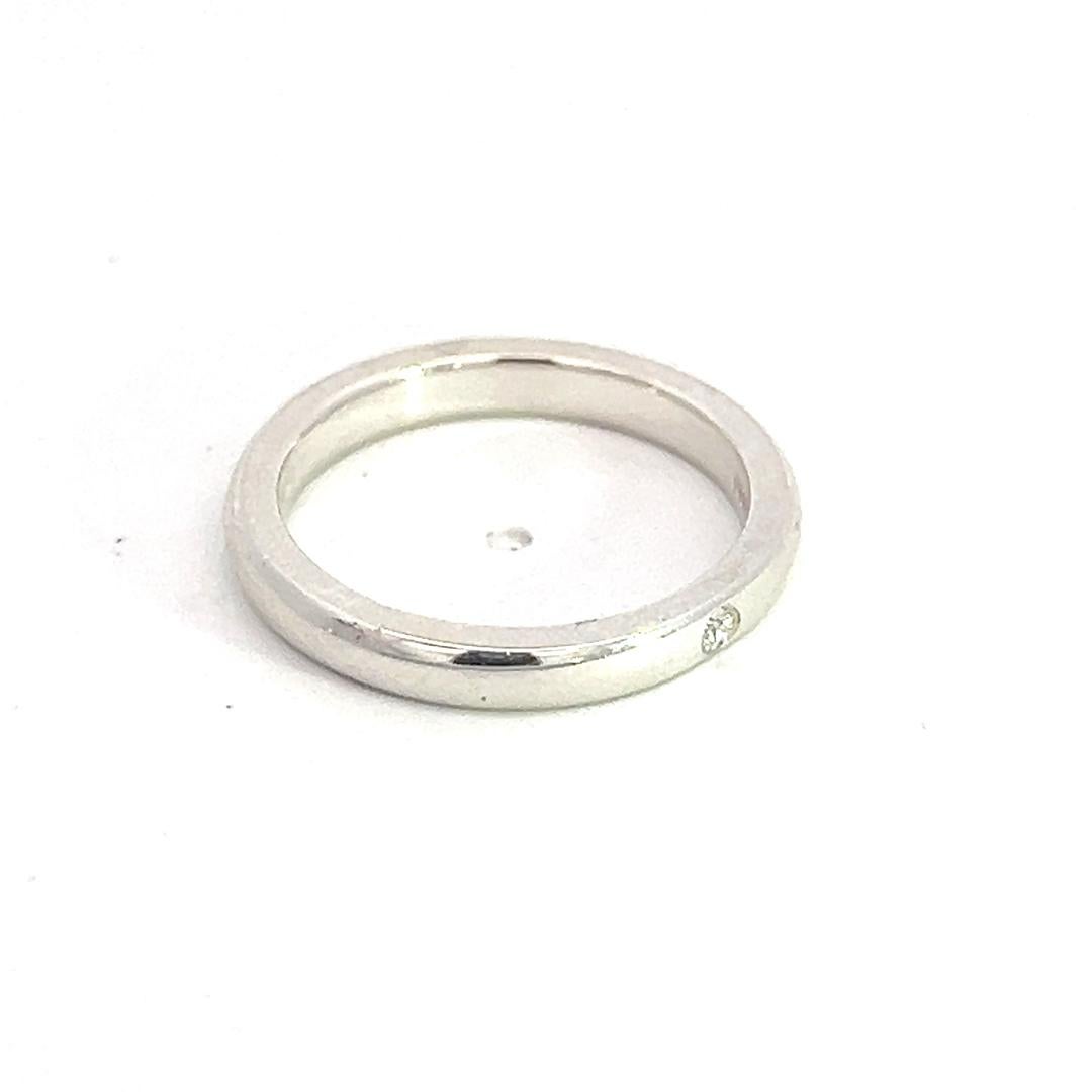 Round Cut Tiffany & Co Estate Diamond Ring 4.5 Sterling Silver 2.5 mm By Peretti For Sale