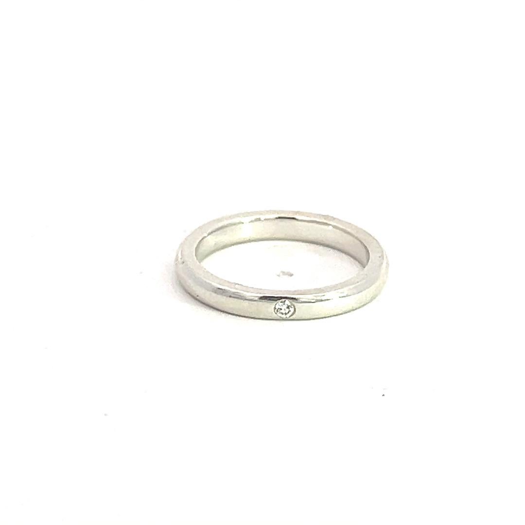 Women's Tiffany & Co Estate Diamond Ring 4.5 Sterling Silver 2.5 mm By Peretti For Sale