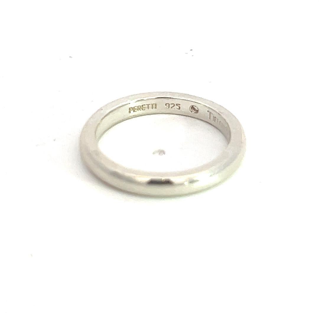 Tiffany & Co Estate Diamond Ring 4.5 Sterling Silver 2.5 mm By Peretti For Sale 1
